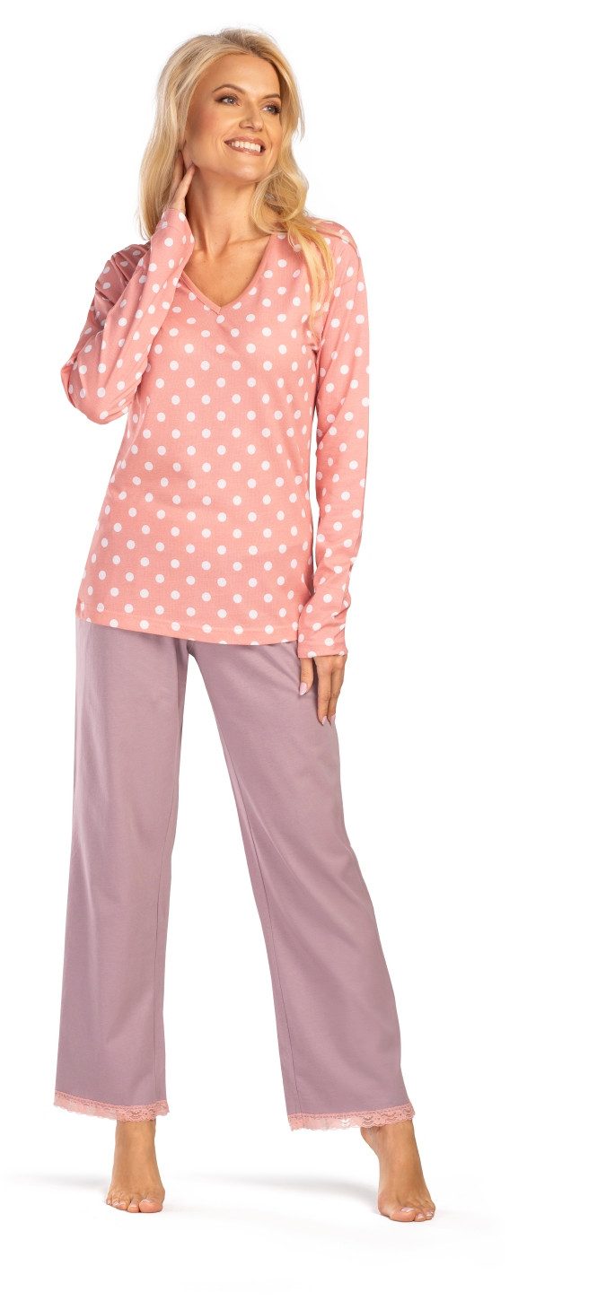 Consult-Tex Pyjama Damen Pyjama Schlafanzug Langarm (Spar-Set, 1 Stück) aus reiner Baumwolle