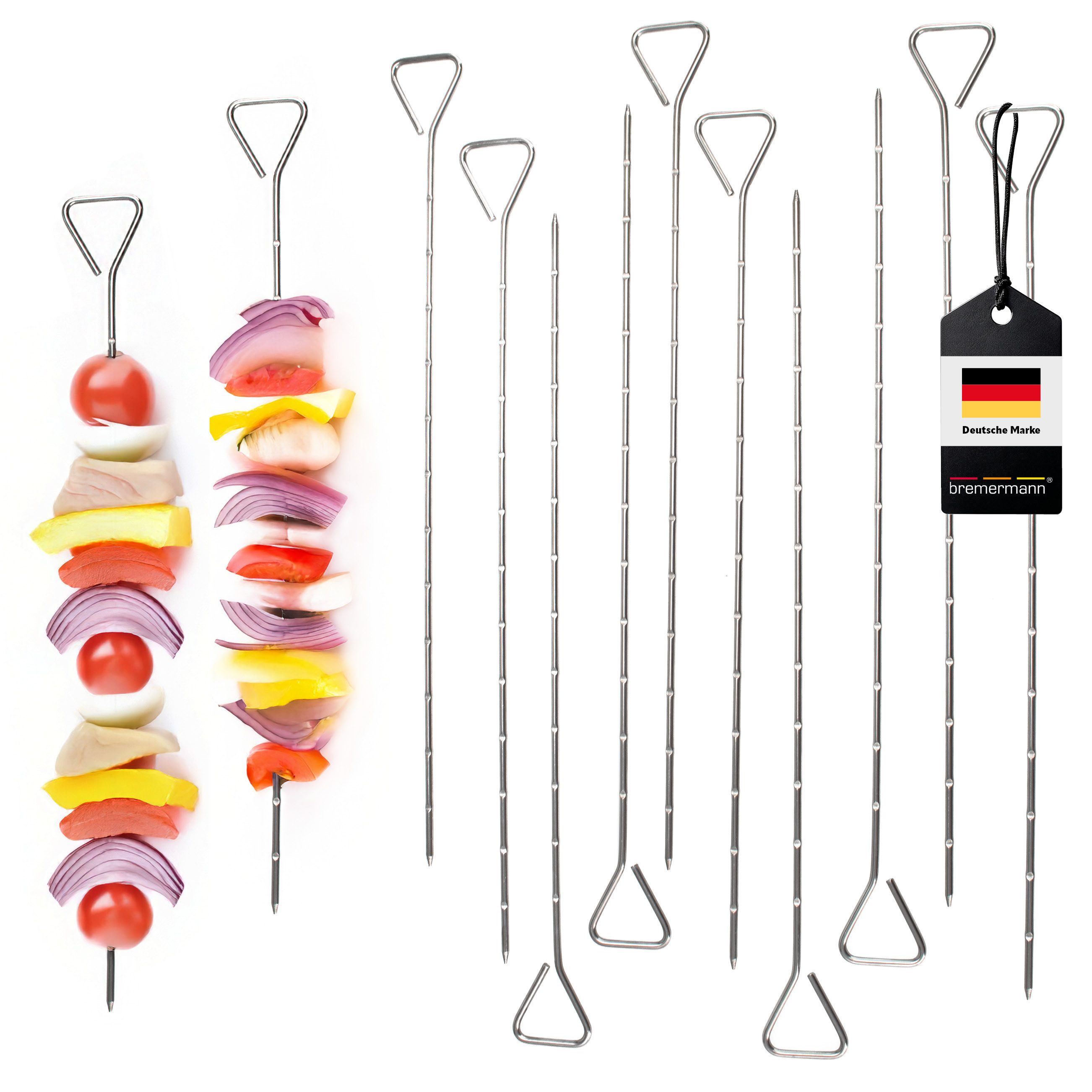 Grillspieße Aus Edelstahl – 45,7 Cm, 12er-Pack Mit Holzgriffen, Wiederverwendbar