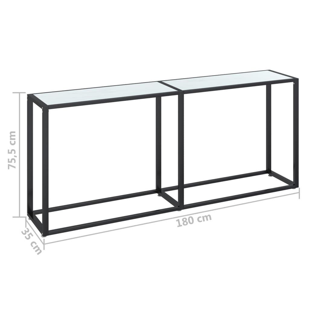 Hartglas Konsolentisch Beistelltisch furnicato 180x35x75,5 Marmor-Optik cm Weiß (1-St)
