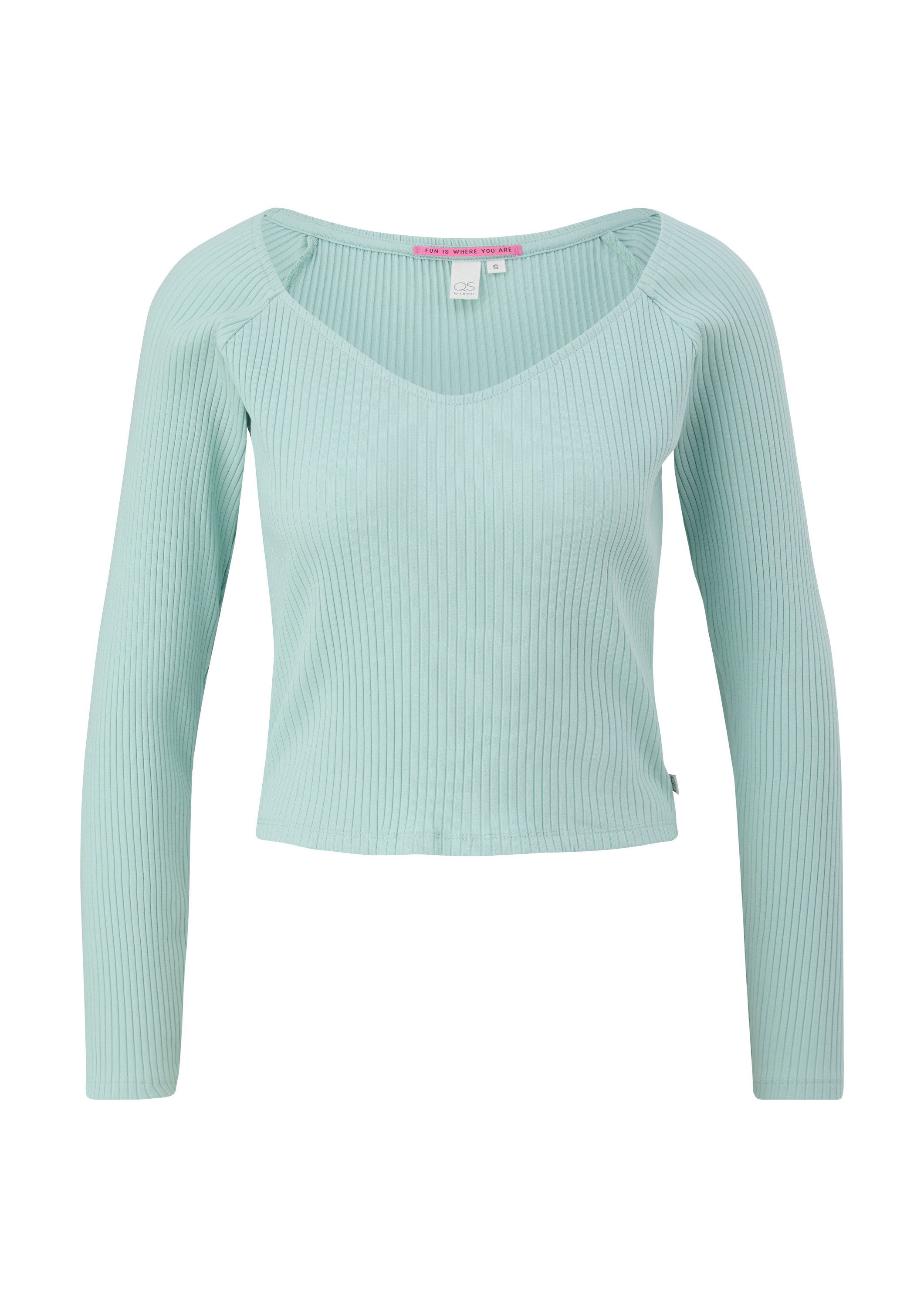 QS Langarmshirt T-Shirt Longsleeve mit Rippstruktur günstig online kaufen
