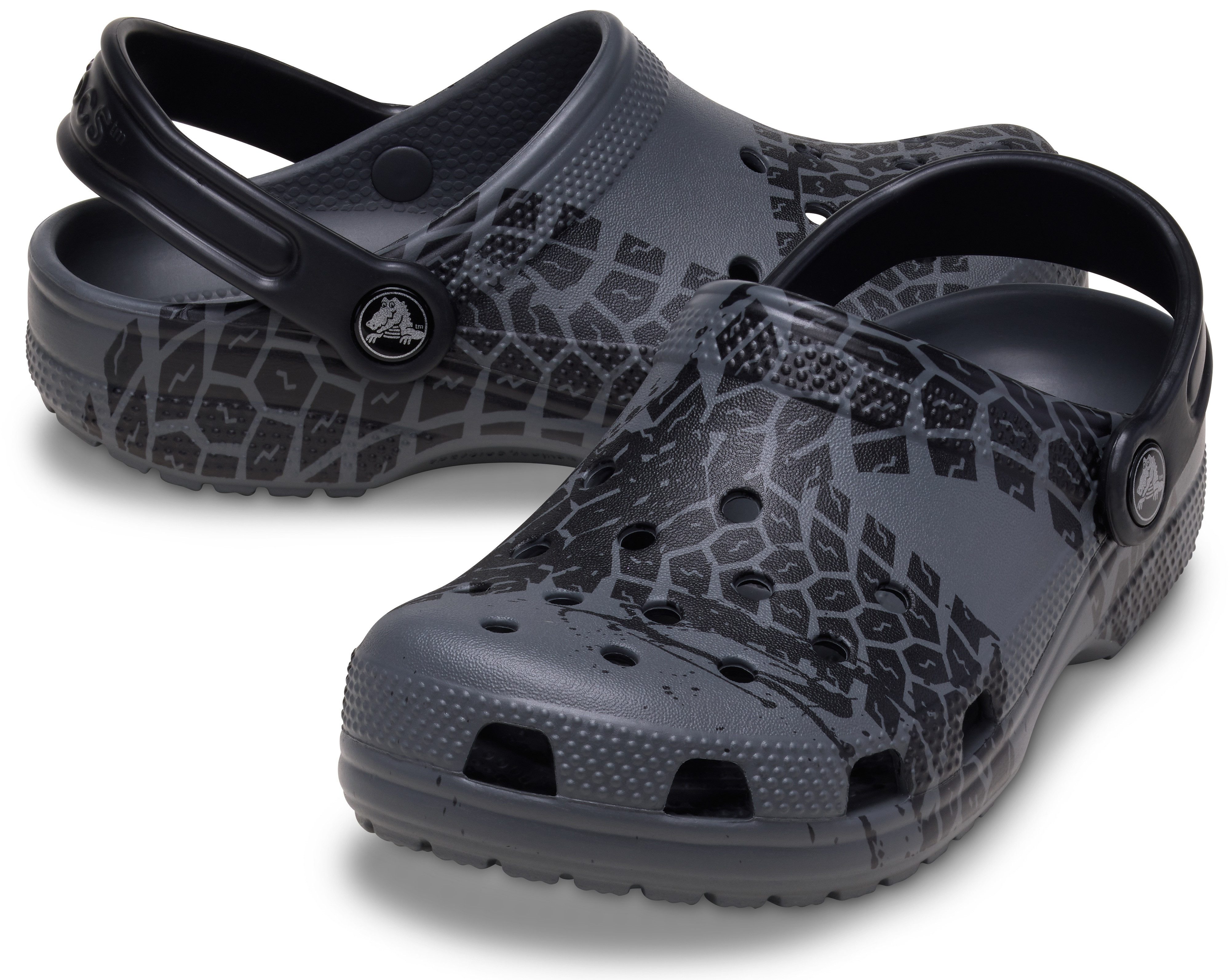Crocs Classic Tire Print Clog Clog, Hausschuh, Sandale mit Lüftungsöffnungen