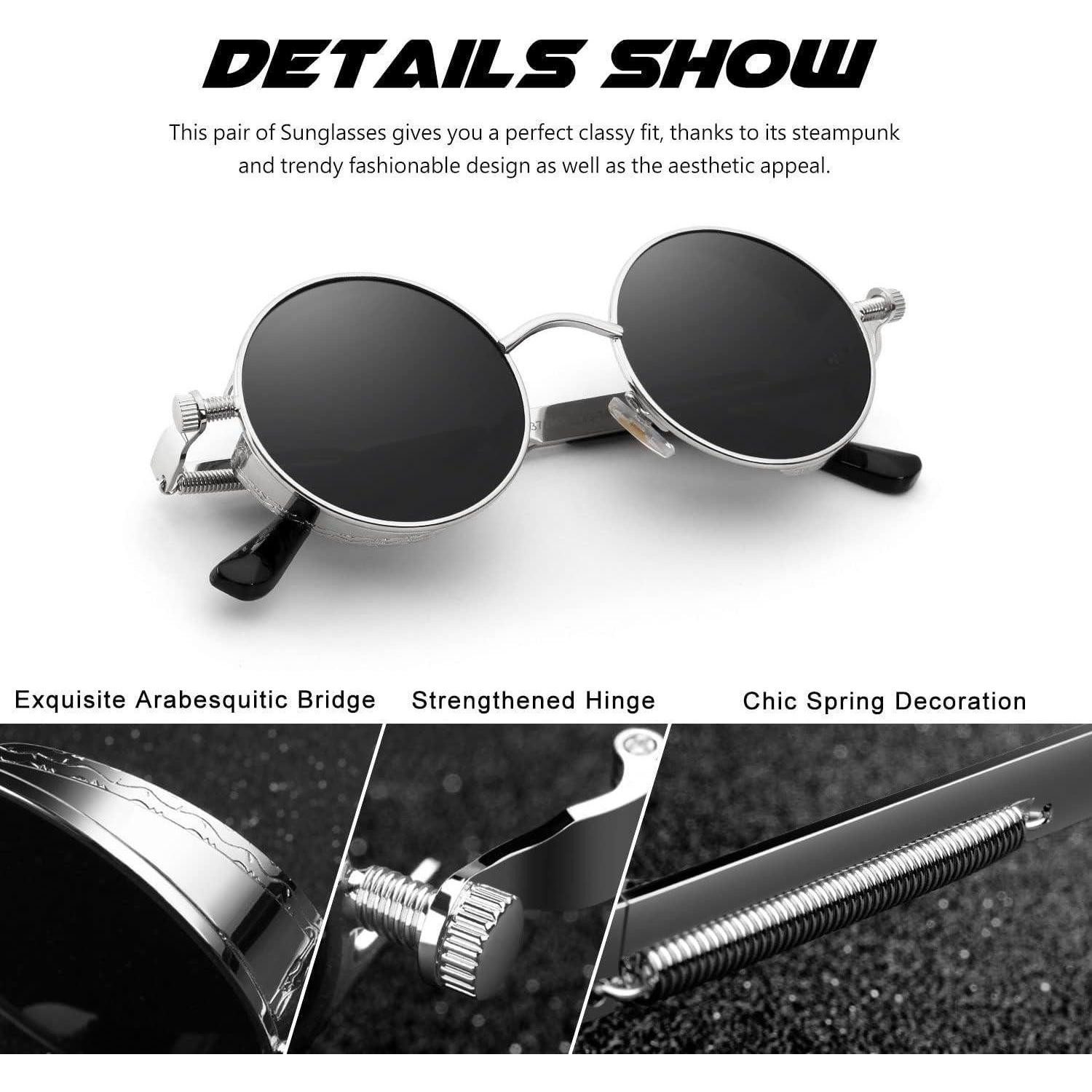 LuxusKollektion Retrosonnenbrille Sonnenbrille Retro Rund Metall Schwarz