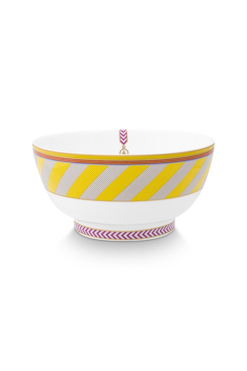 PiP Studio Schale Chique Bowl Stripes gelb 18cm, Bone China, (Bowls), Bowl Pip Chique Stripes Yellow 18cm