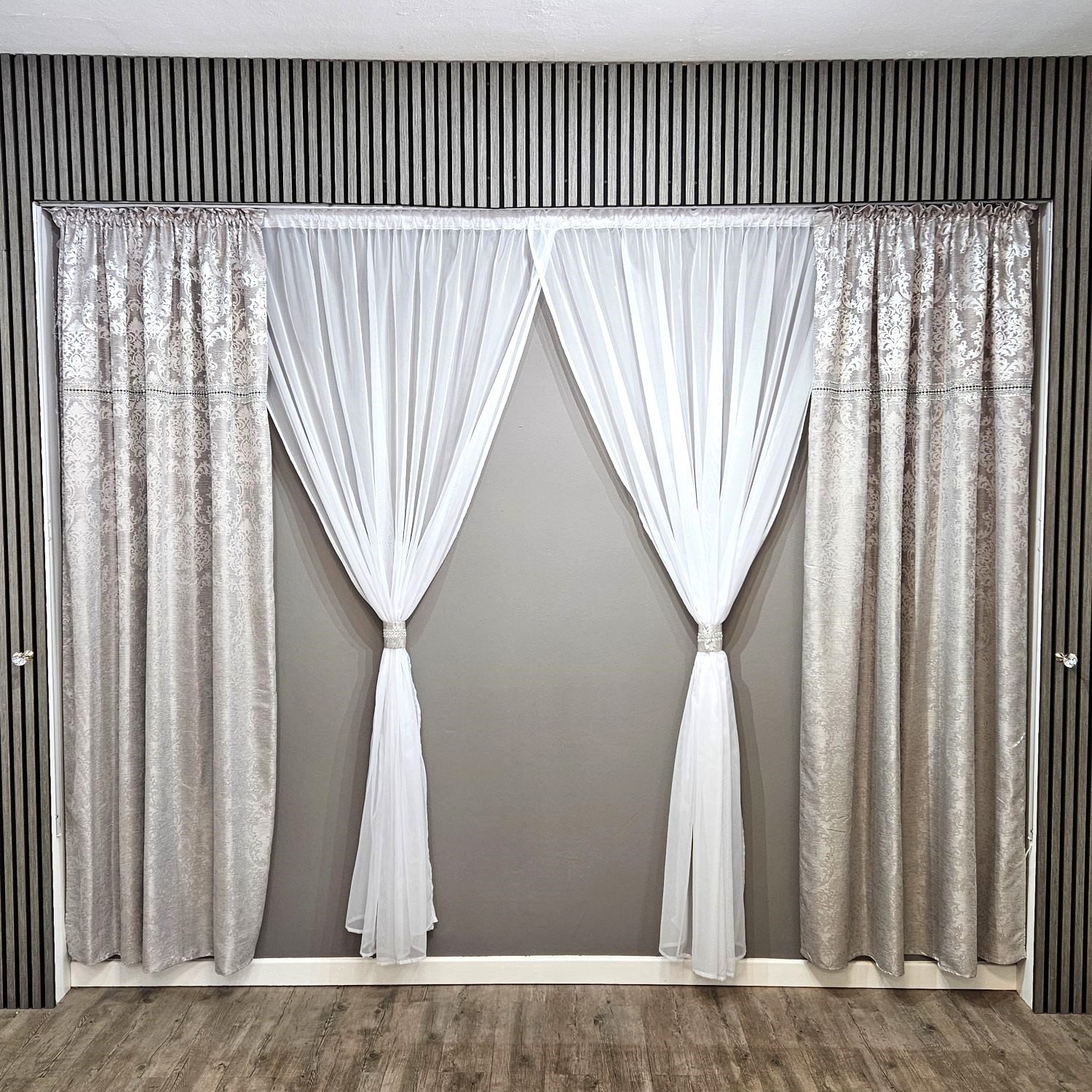 Gardinen by Justyna Vorhang Vorhang Schal Set Grau, Kräuselband, Lichtschut günstig online kaufen