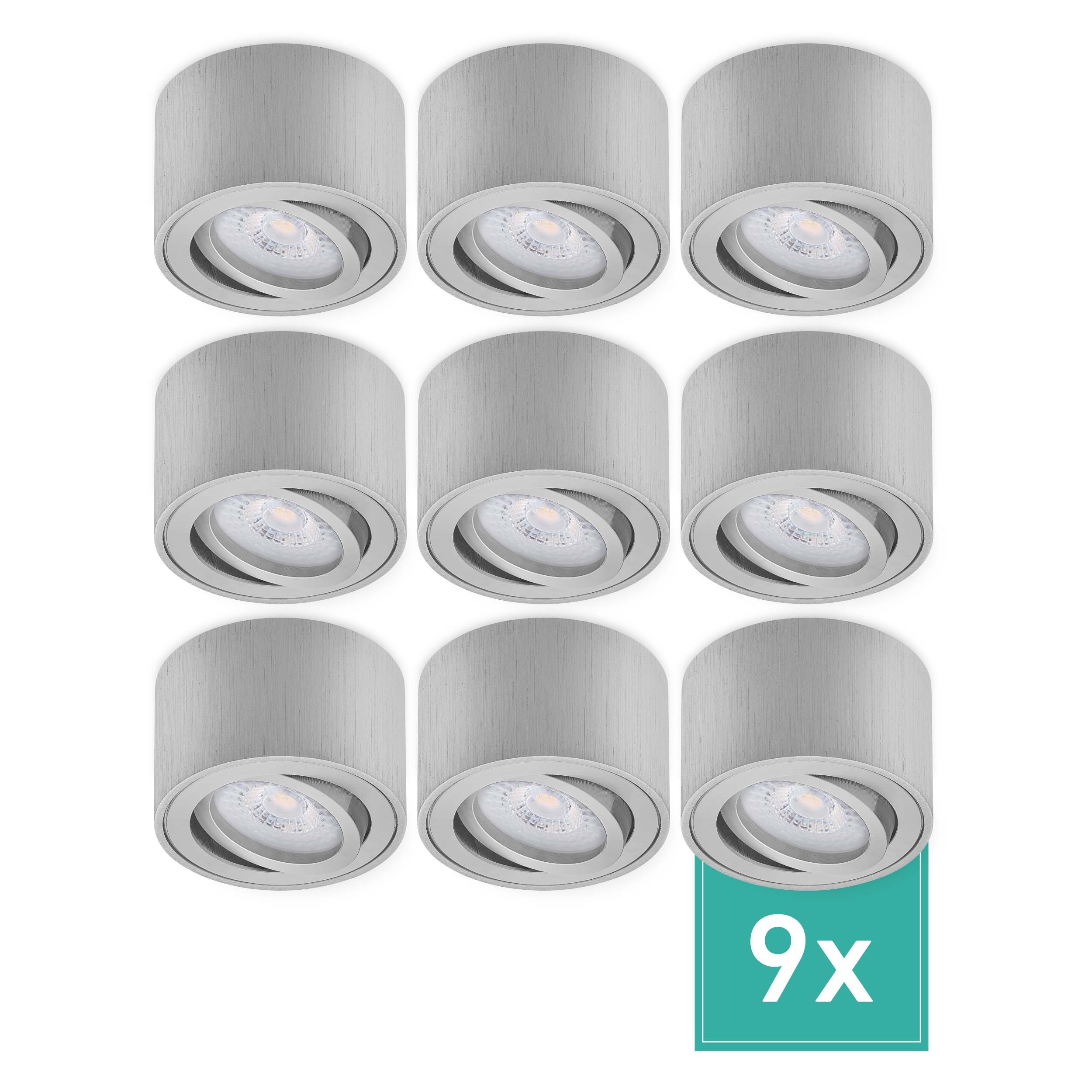 Oktaplex lighting LED Deckenstrahler Lile Aluminium Aufbaustrahler, inklusive Leuchtmittel, warmweiß, 4000K 380lm 4,8W Aufbauspot 230V
