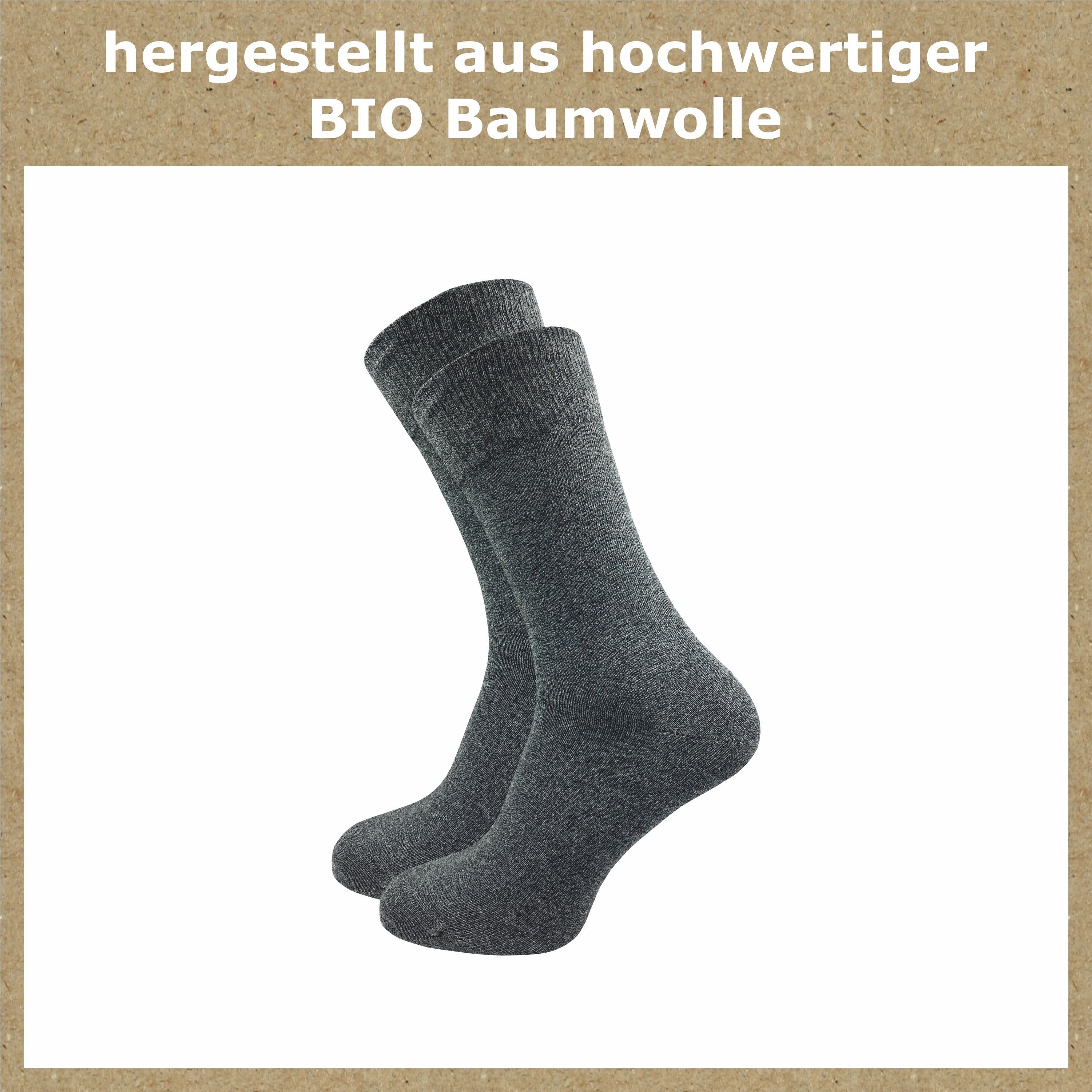 plastikfreier beste GAWILO Bio hochwertiger anthrazit (4-Paar) Versand Qualität aus DHL Baumwolle, handgekettelt, Businesssocken mit