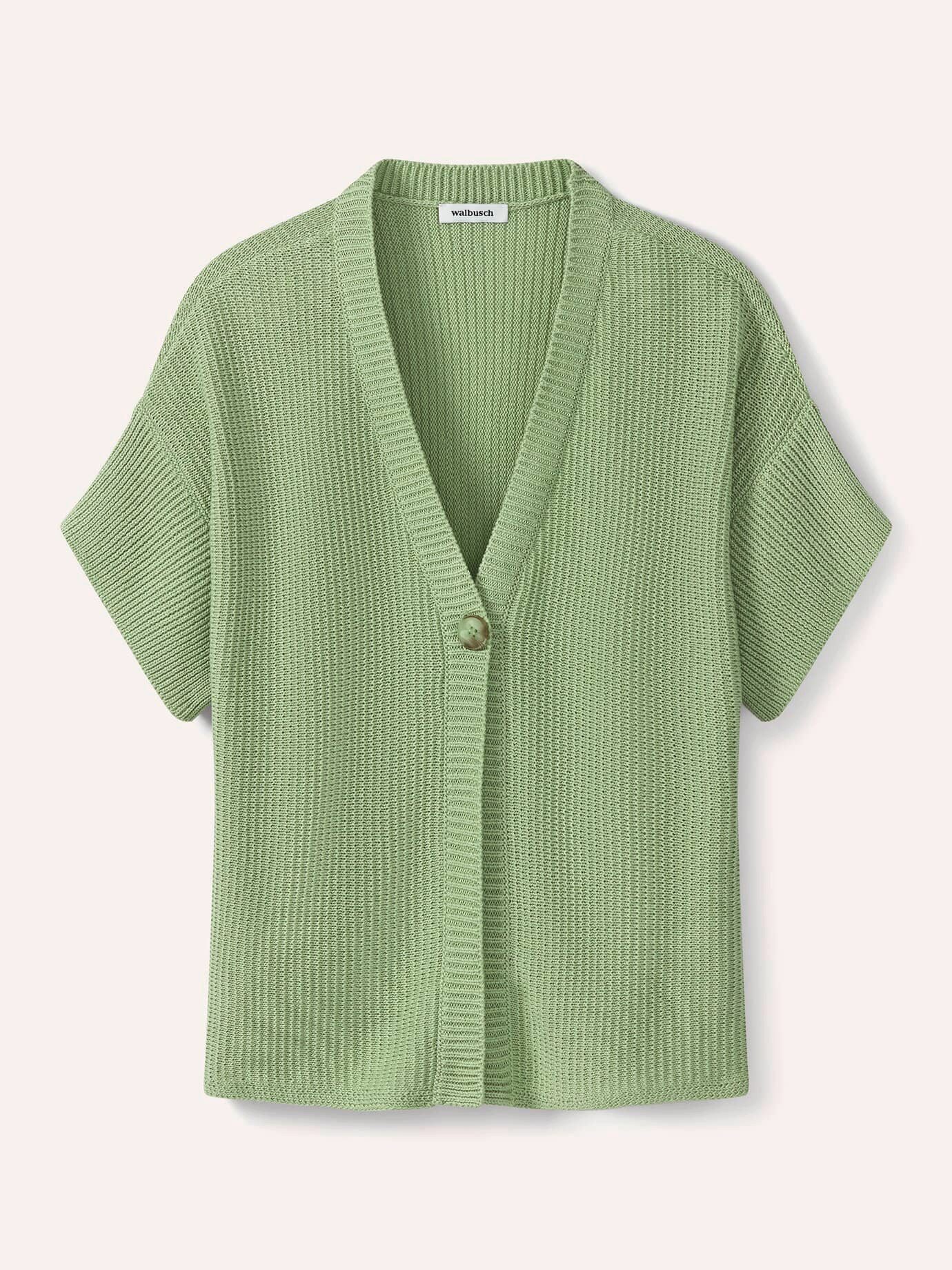 Walbusch Strickweste Damen Weste mit Strukturmuster V-Ausschnitt Halbarm Baumwollmix, pflegeleicht und knitterarm, überschnittene Schultern