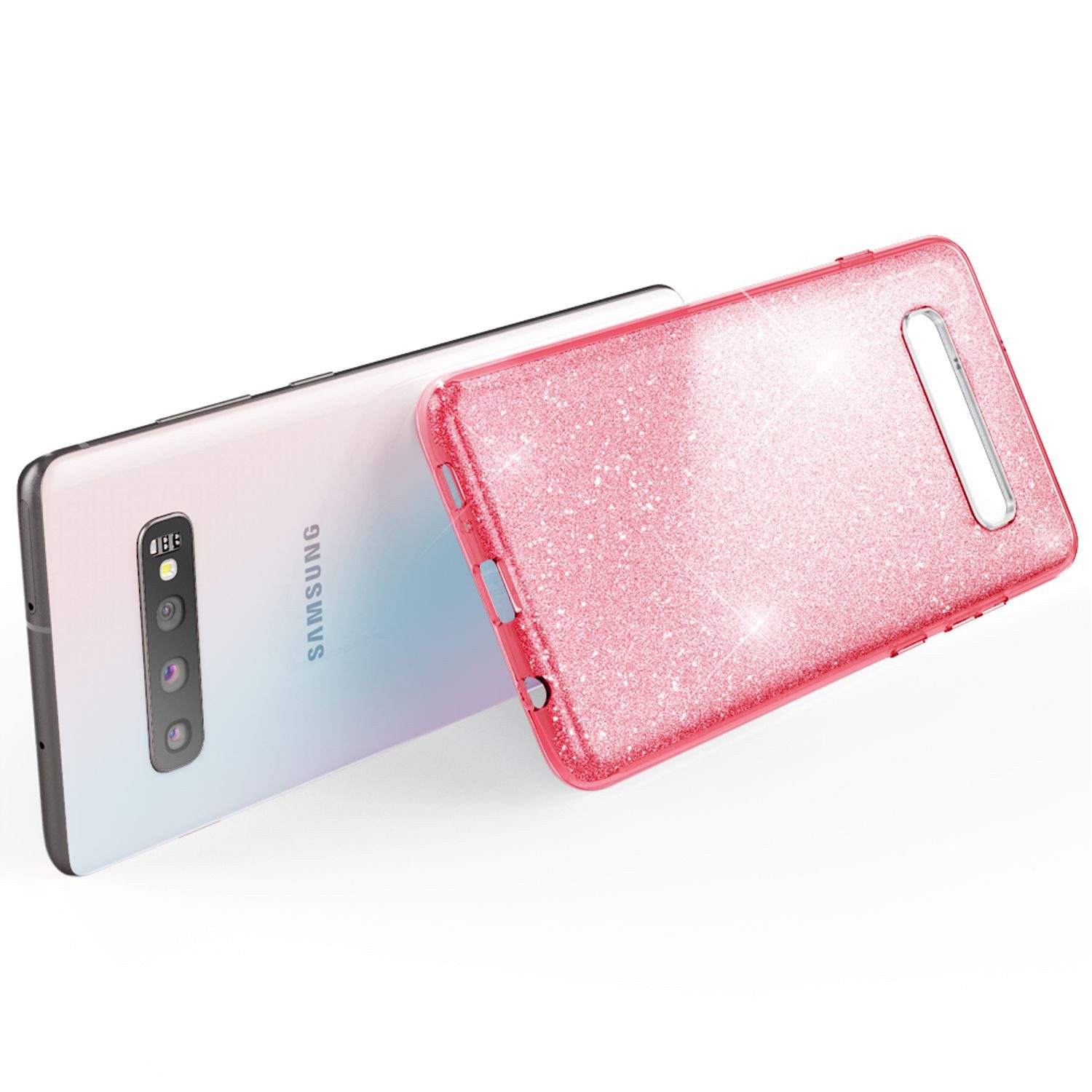 Nalia Smartphone-Hülle Samsung Galaxy S10 15,5 cm (6,1 Zoll), Glitzer Silikon Hülle / Glänzender Hybrid Schutz / Stoßfest & Robust