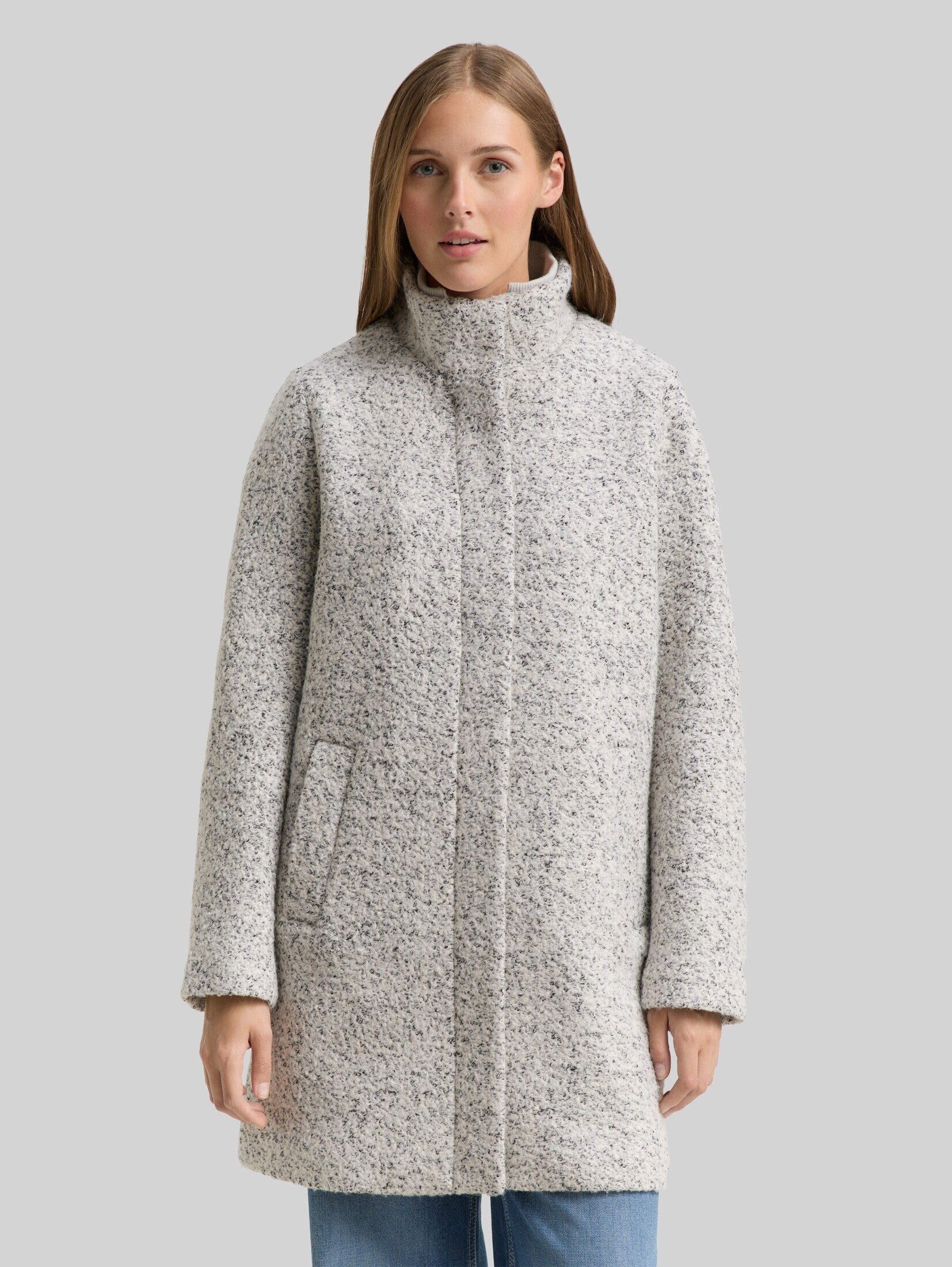 TOM TAILOR Denim Kurzmantel Jacken Bouclé Wollmantel mit Stehkragen
