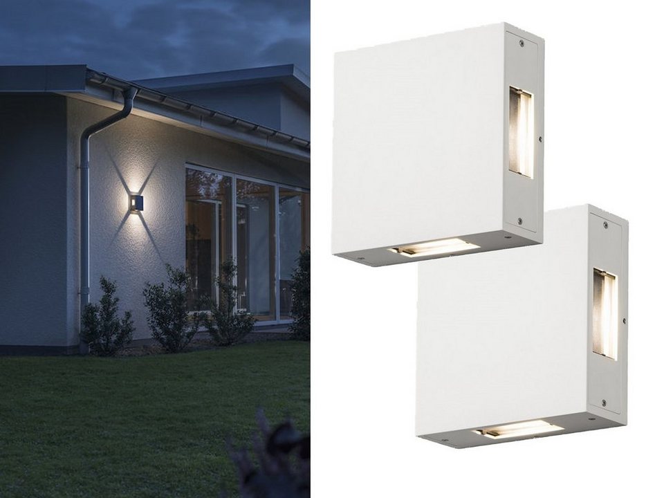 meineWunschleuchte LED Außen-Wandleuchte, 2er Set Fassadenbeleuchtung ...