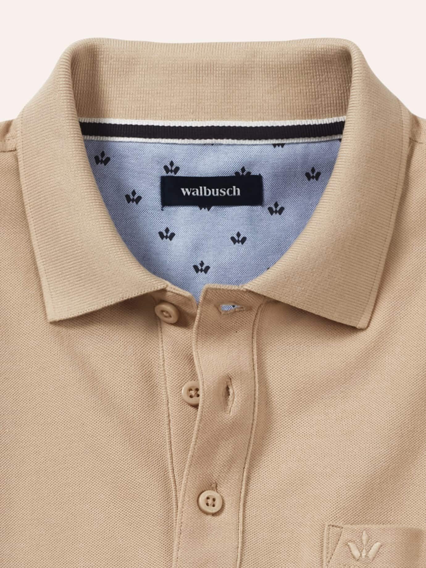 Walbusch Poloshirt Herren Pique Polo Pima Cotton Langarm Baumwolle, Flachstrickkragen, atmungsaktiv – Bild 4 von 4