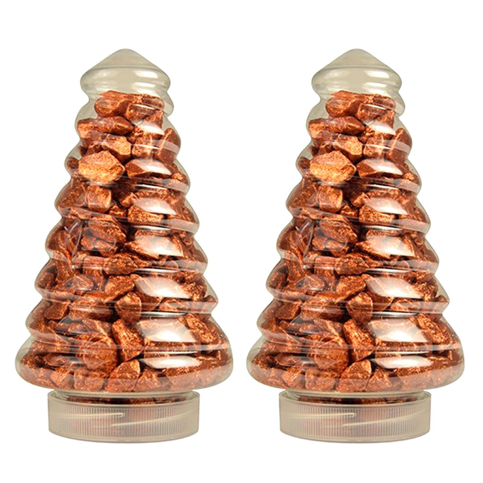 HAC24 Streudeko Dekosteine Dekokies Deko Steine Granulat, (2-tlg), 700g Grob Kupfer in Tannenbaum-Optik Verpackung