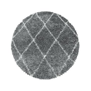 Teppich Rauten Design, Teppium, Rund, Höhe: 30 mm, Teppich Grey, Geometrisch Design Flauschig Shaggy Teppich Wohnzimmer