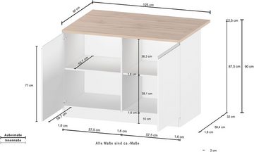 KOCHSTATION Kücheninsel KS-Sole, Breite 125 cm, mit 2 Türen