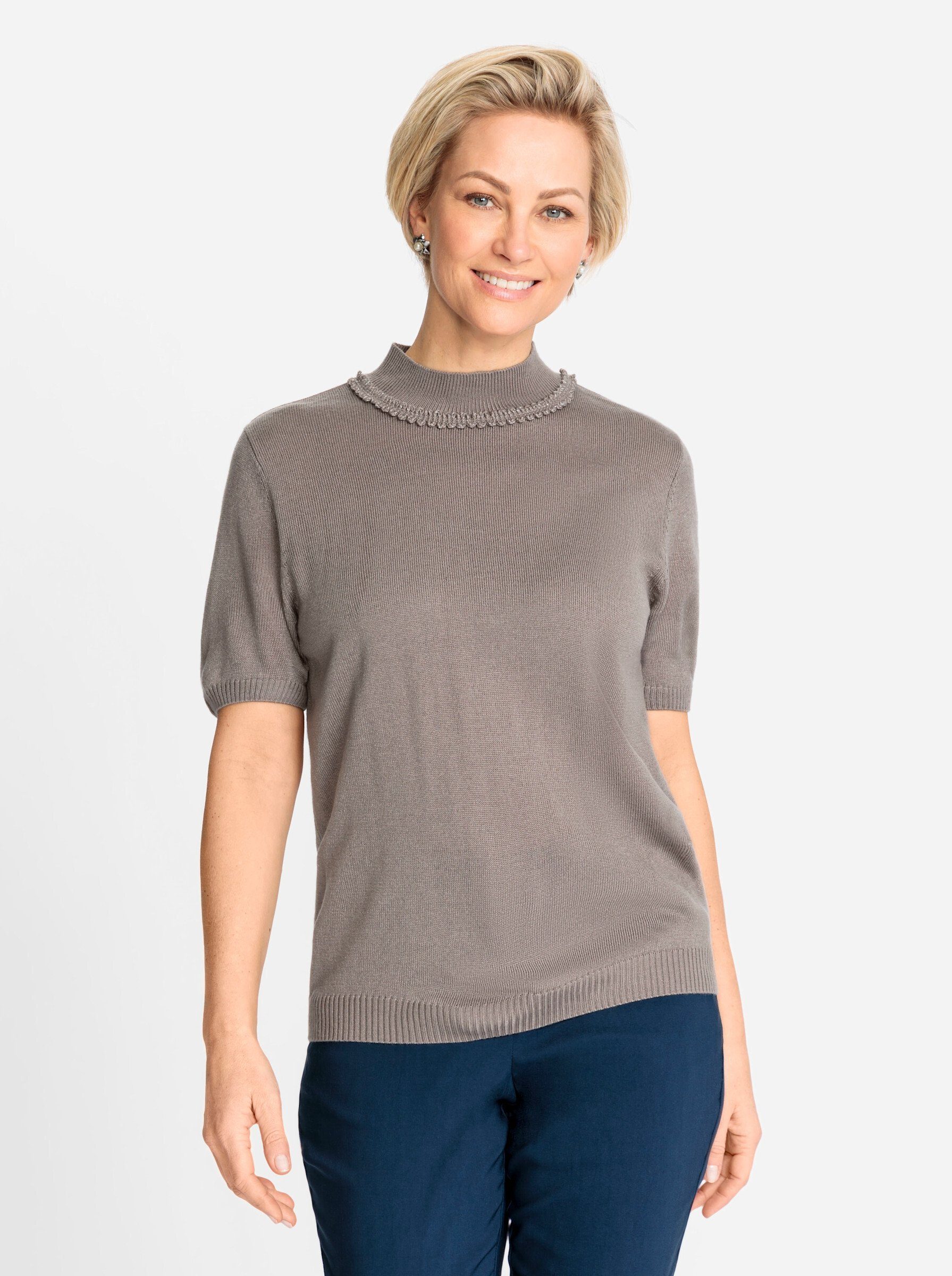 Strickpullover Pullover Kurzarm Jersey