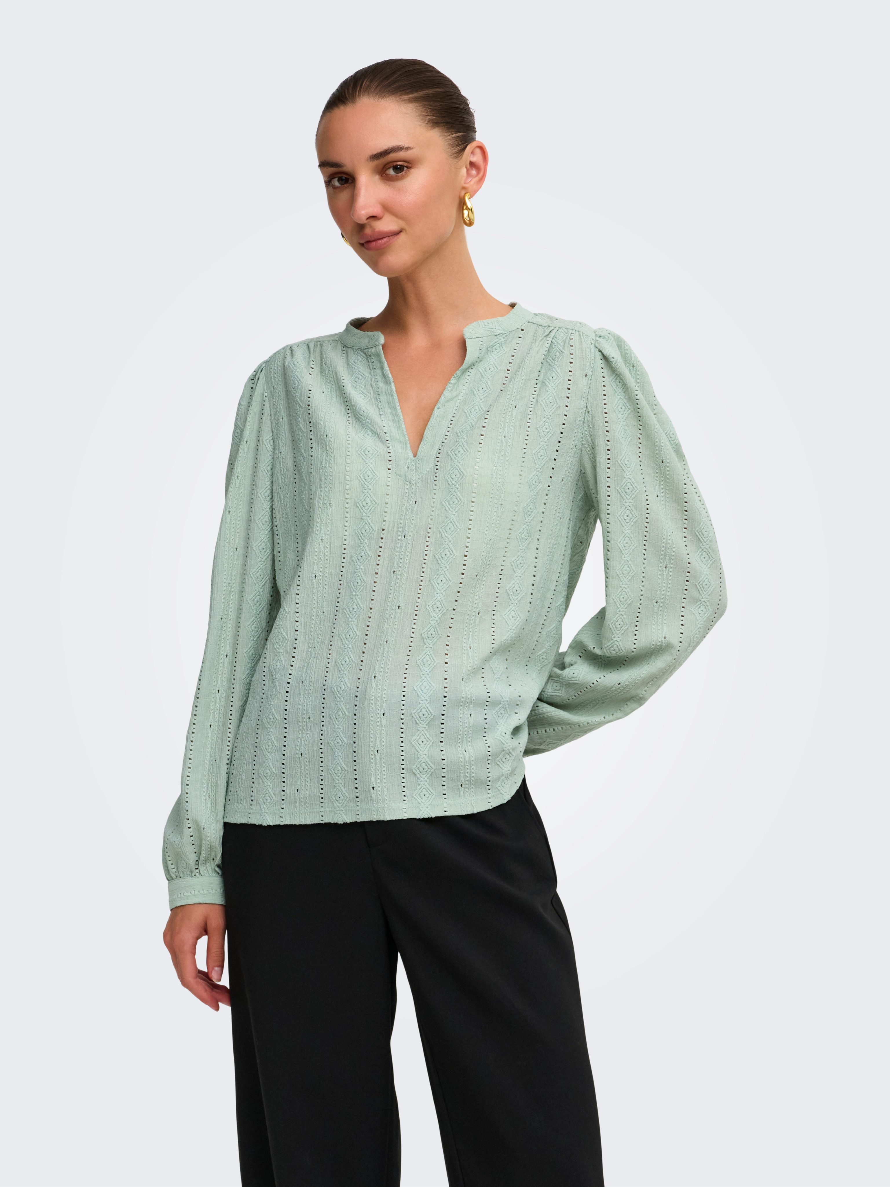 ONLY Blusenshirt ONLMINNA L/S TOP JRS Kunstfaser, regular fit