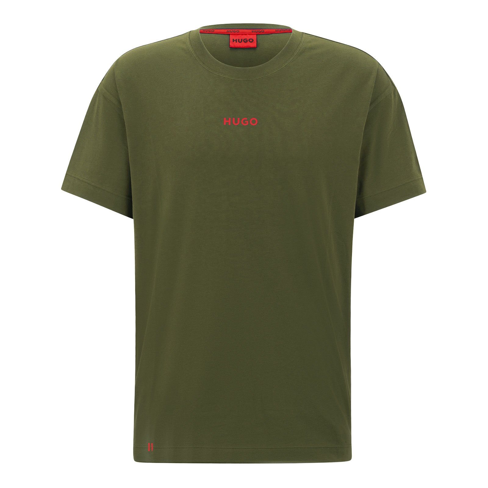 HUGO T-Shirt Linked T-Shirt mit Logo-Druck auf der Brust 345 open green