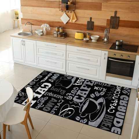 Küchenläufer Küchenteppich Teppichläufer Kaffeetasse Muster, Vimoda, Rechteckig, Höhe: 5 mm, Kaffe, Caffe, Küche