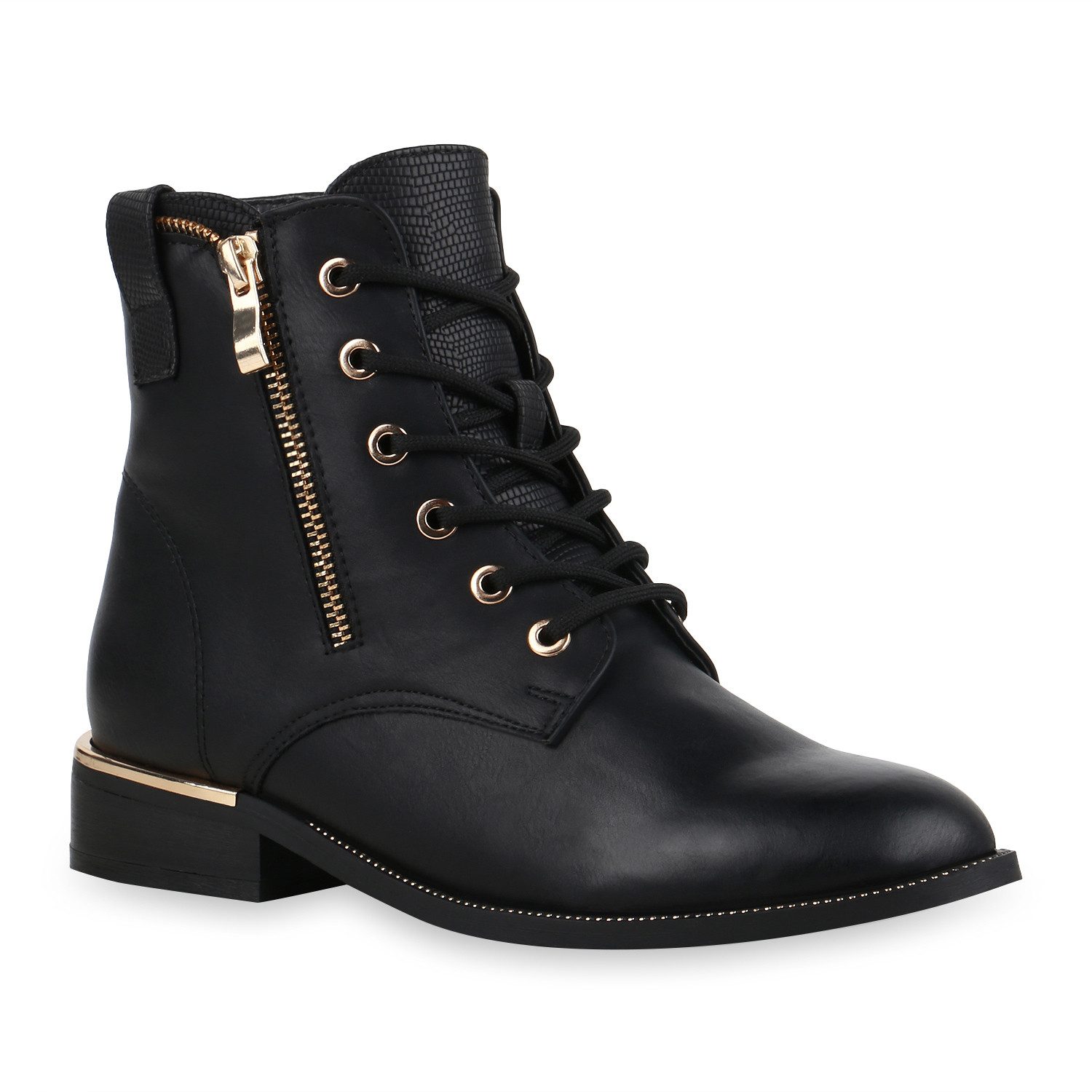VAN HILL 835606 Schnürstiefelette Damen Schnürstiefeletten Lucy Trendy Stiefeletten mit Blockabsatz