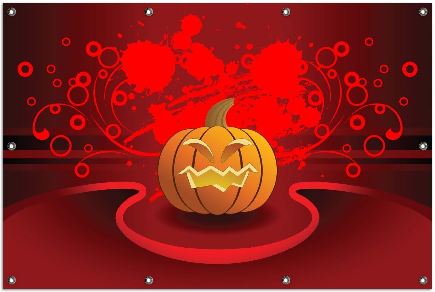 Thumbnail - Wallario Sichtschutzzaunmatten Geschnitzter Halloween-Kürbis im Comic Stil, rund