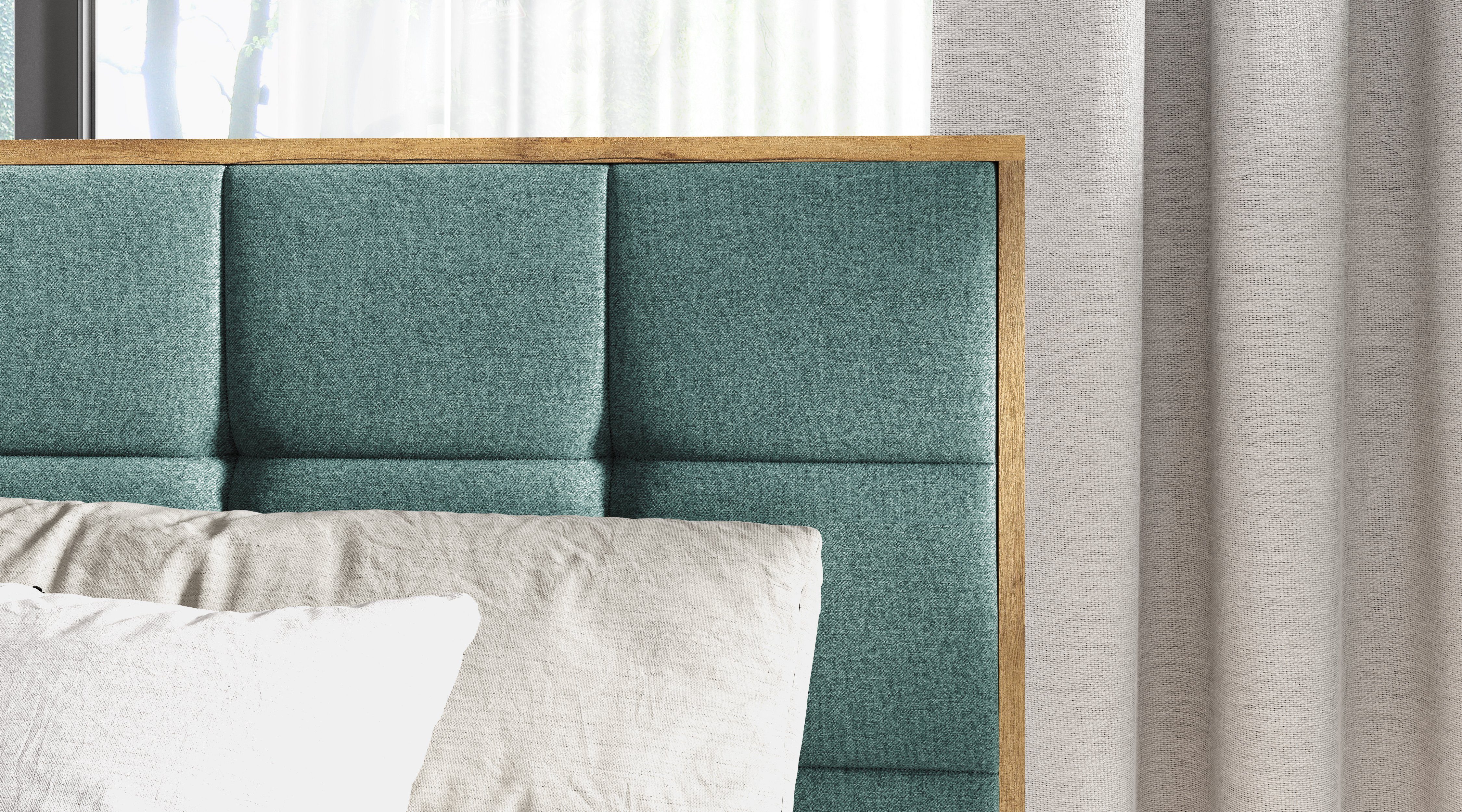 yourhouse24 Boxbett Wood I mit zwei Bettkästen, Doppelbett mit Bonell-Matratze + Topper