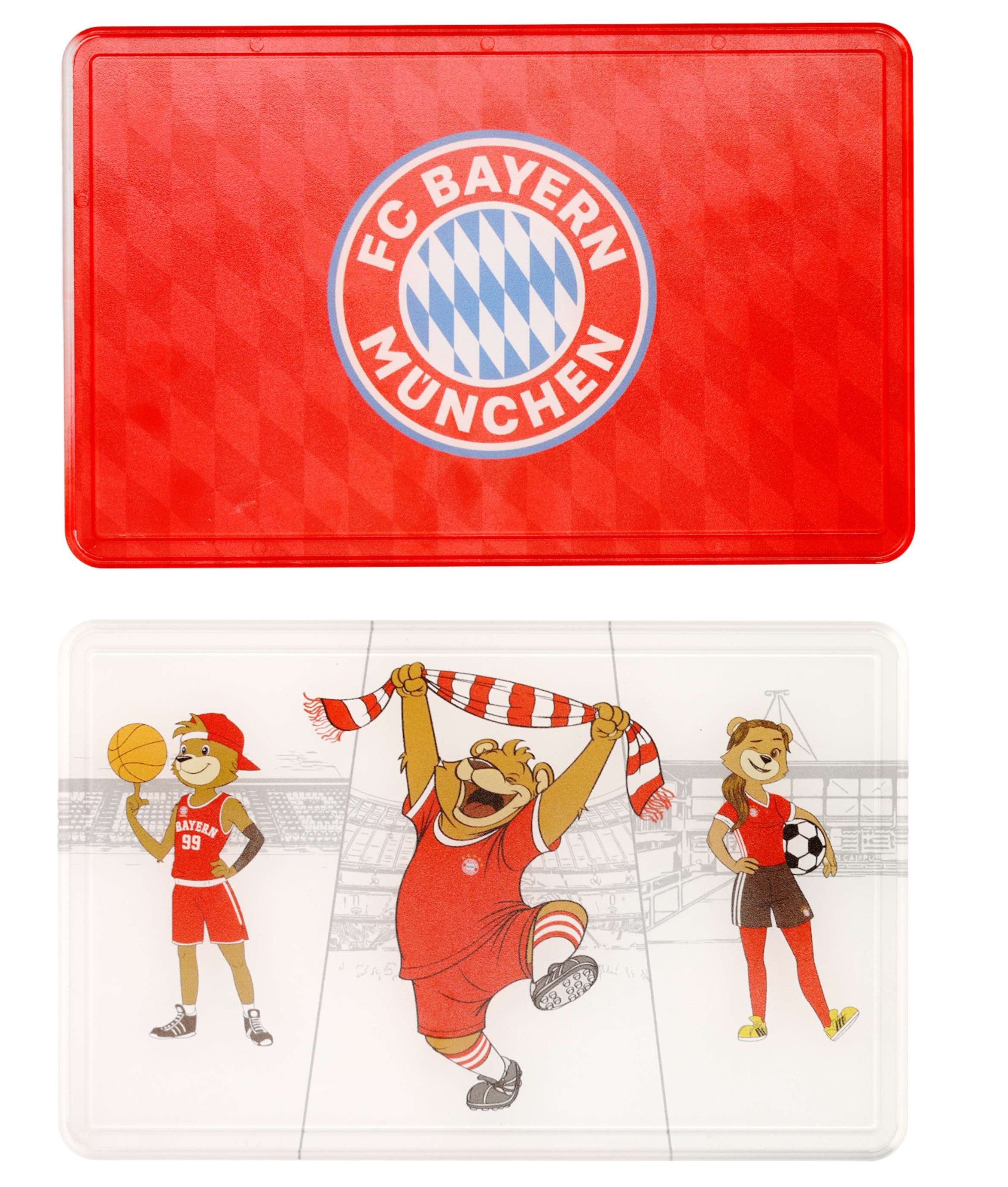 FC Bayern München Frühstücksbrett Brotzeitbrettchen 2er-Set/Maskottchen, Kunststoff
