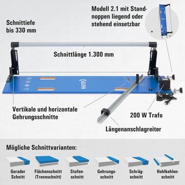 BAUTEC Heißdrahtschneider GAZELLE 2.1 » Schnittlänge 1.300mm 200W 10 Drähte » Styroporschneider, Kombi-Set