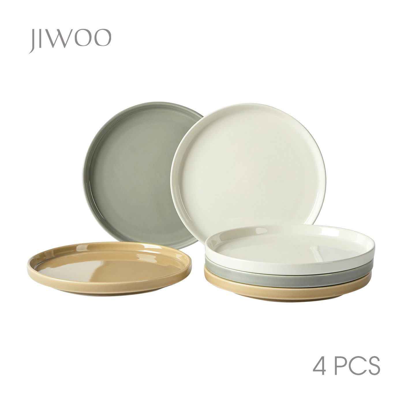JIWOO Тарелки 4er,Ø21,5cm,Frühstücksteller,Salatteller,Pastateller,Vorspeisenteller, (6 St), Keramik,Mikrowellen-und spülmaschinenfest,Stapelbares,Ø21,5cm