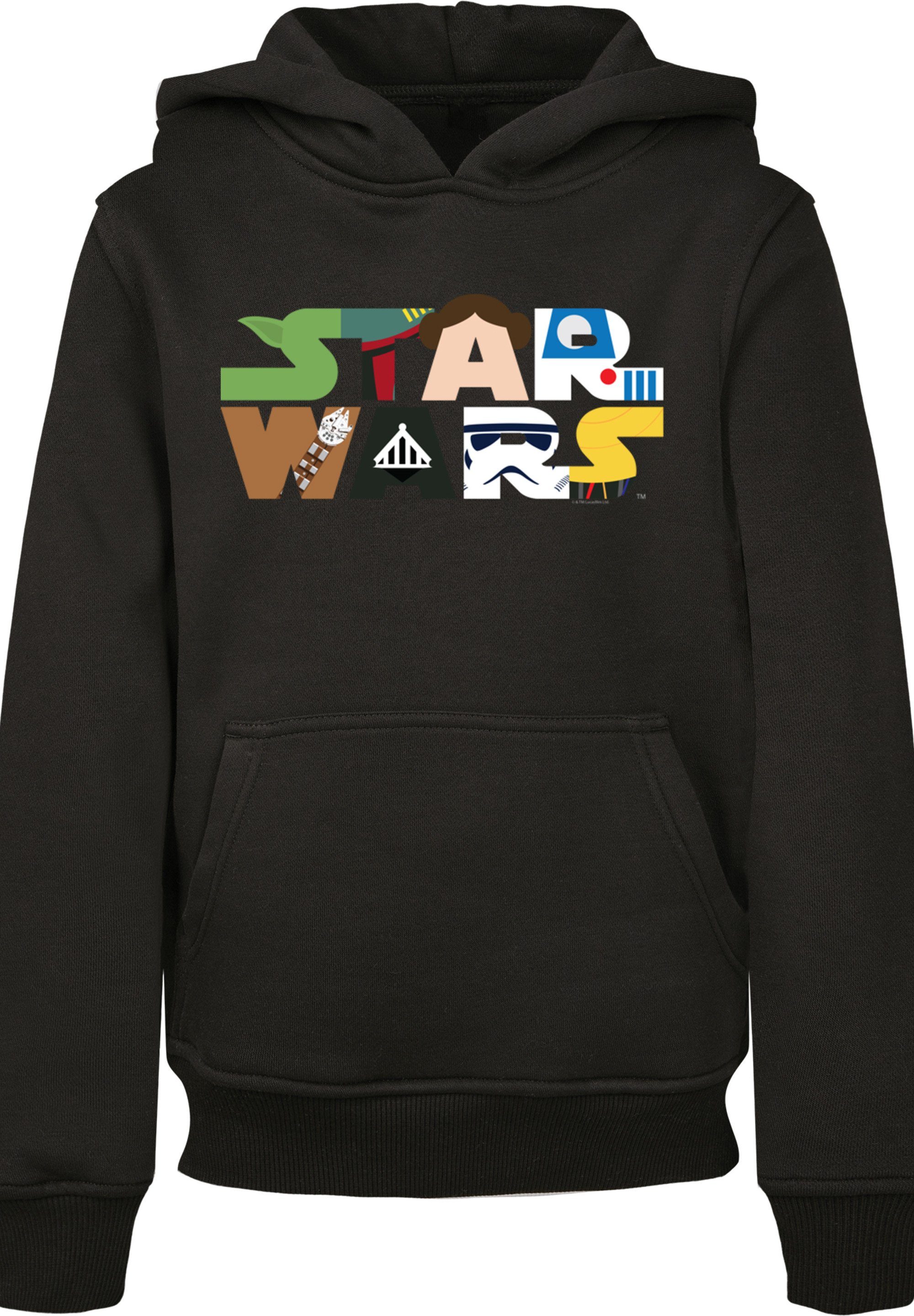F4NT4STIC Character Print Star Logo Wars Kapuzenpullover schwarz