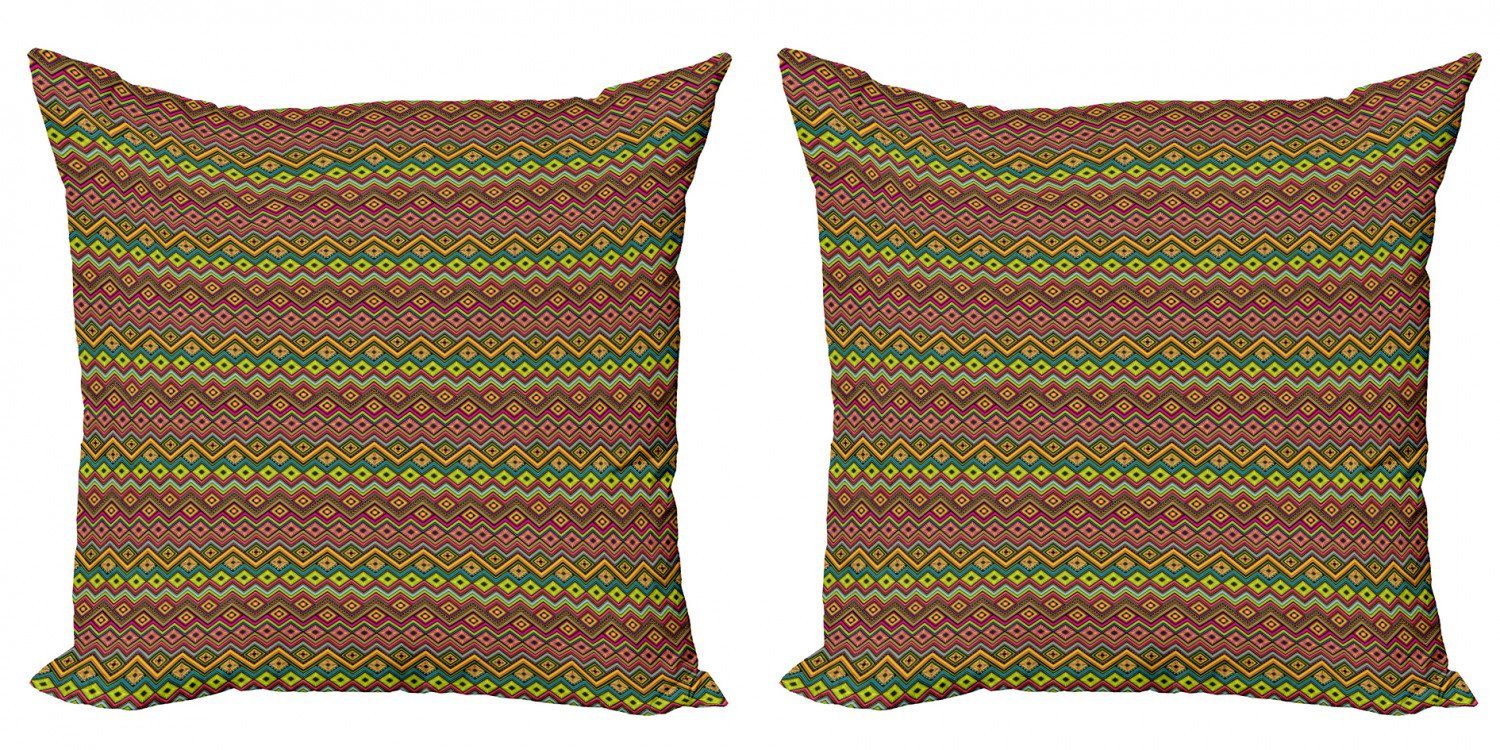 Kissenbezüge Modern Accent Doppelseitiger Digitaldruck, Abakuhaus (2 Stück), Geometrisch Mexican Zigzag Motiv | Kissenbezüge