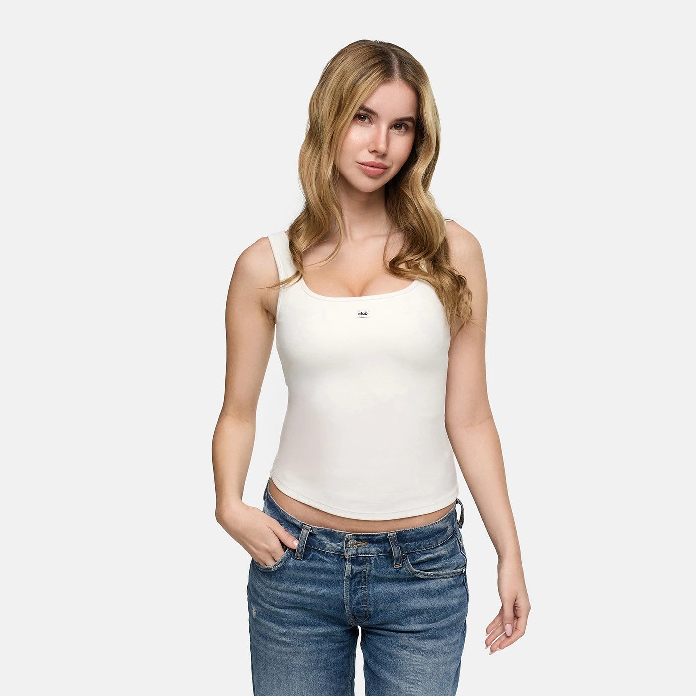 cfab by creamy fabrics BH-Hemd Cotton Tank with Built-In Push-Up Bra-Schwar günstig online kaufen