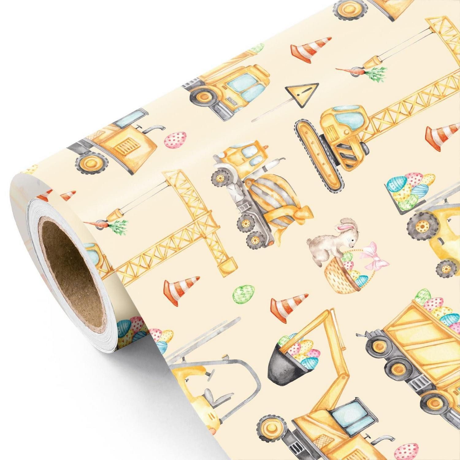 LuxusKollektion Geschenkpapier Geschenkpapier Baustelle Ostern Baufahrzeug Eier