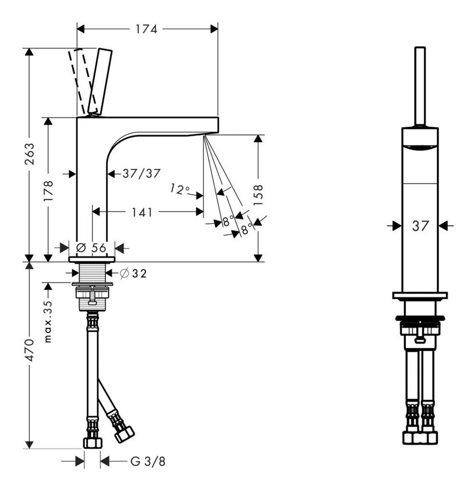Thumbnail - hansgrohe Waschtischarmatur Axor Citterio 160 Waschtischmischer mit Pingriff