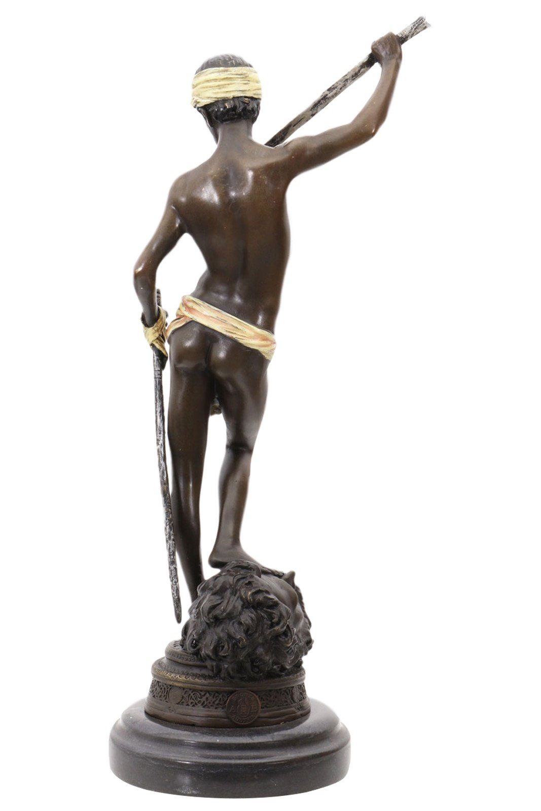 Aubaho Dekoobjekt Bronzeskulptur David Goliath im Antik-Stil Bronze Figur Statue 33cm