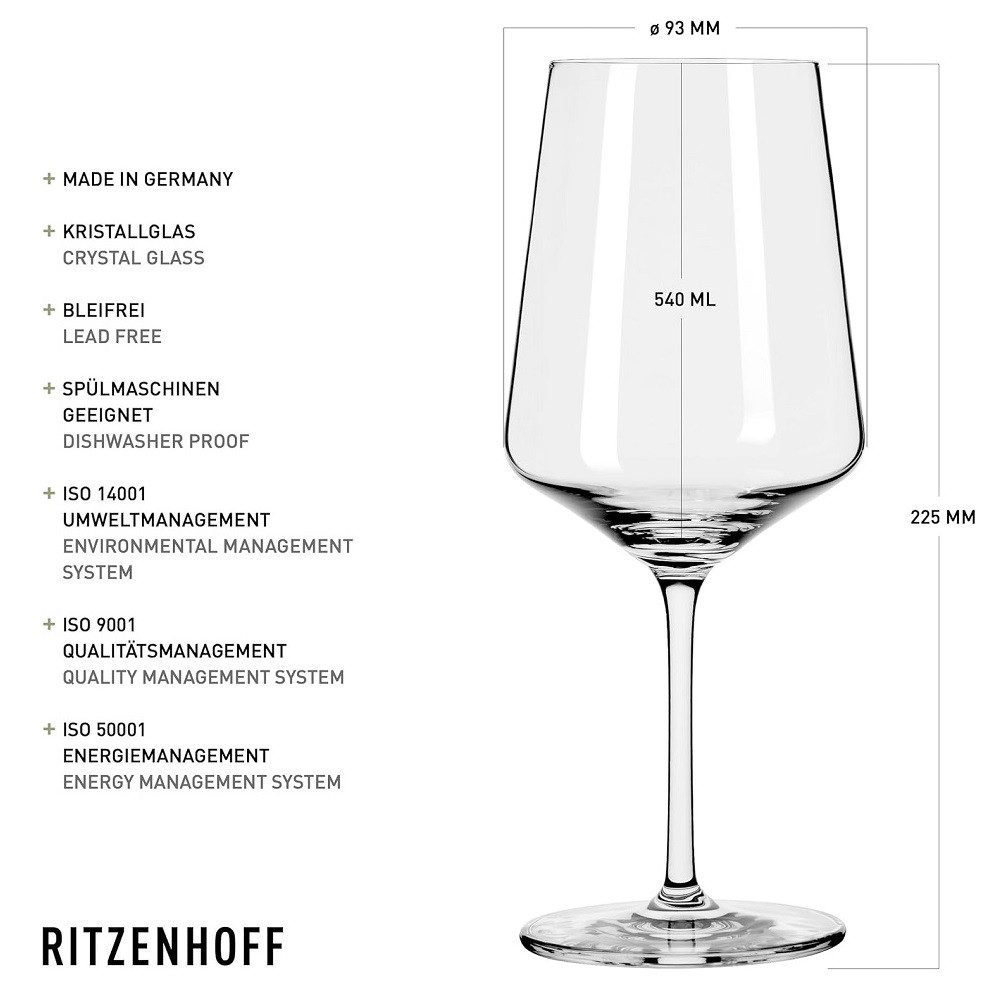 Ritzenhoff Weinglas Ritzenhoff Lichtweiß Julie Rotweinglas 6er Set, Kristallglas
