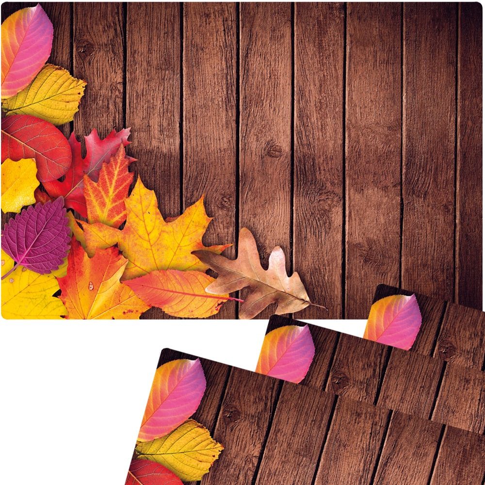 matches21 HOME & HOBBY Platzset Abwaschbare Tischsets 4er Set Herbst-Laub Holz-Optik, (4-St), Platzsets als Tisch-Untersetzer und Tisch-Deko für Esstisch Teller