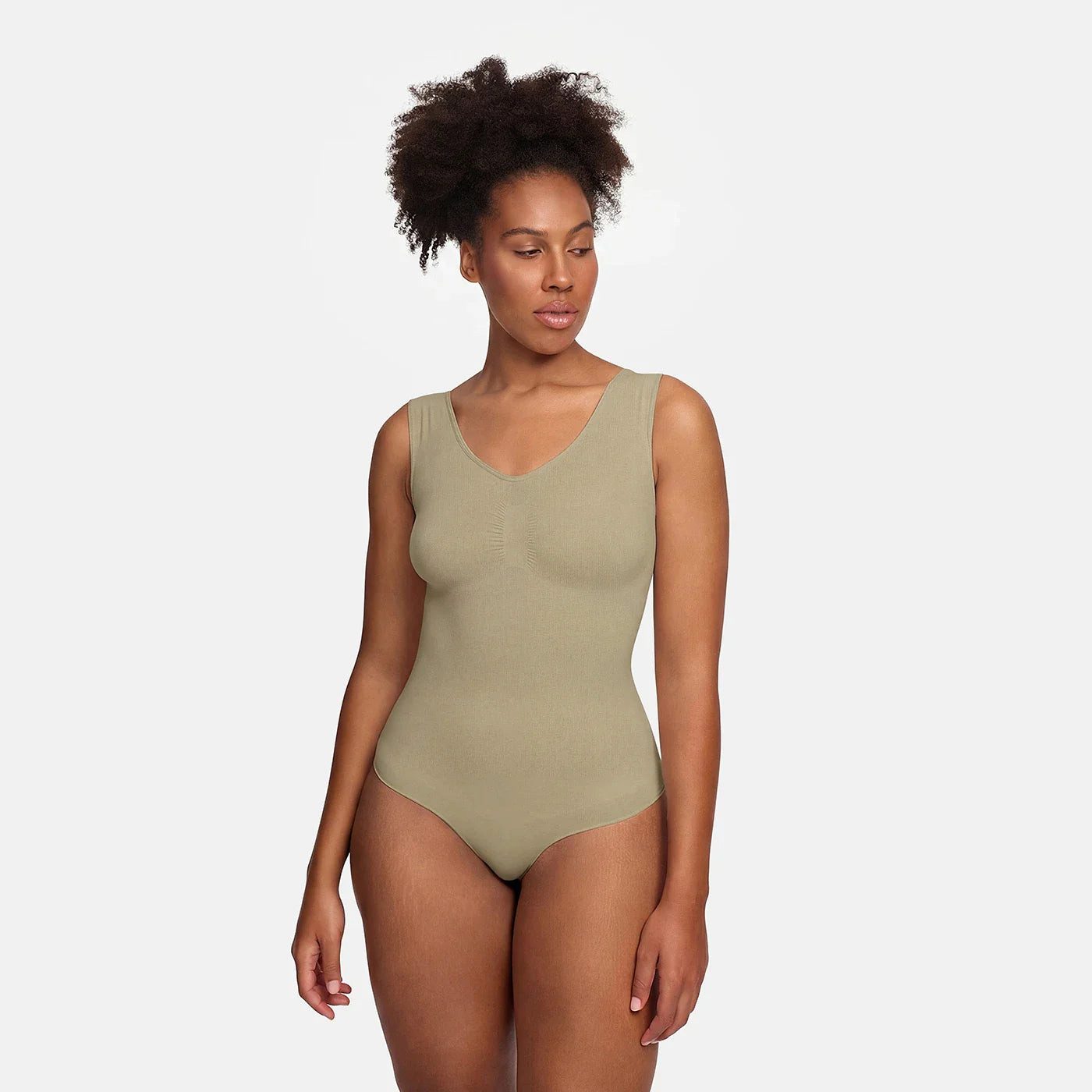 Creamy Fabrics Miederbody Tank Bodysuit Sculpting Shapewear mit String-Oliv günstig online kaufen