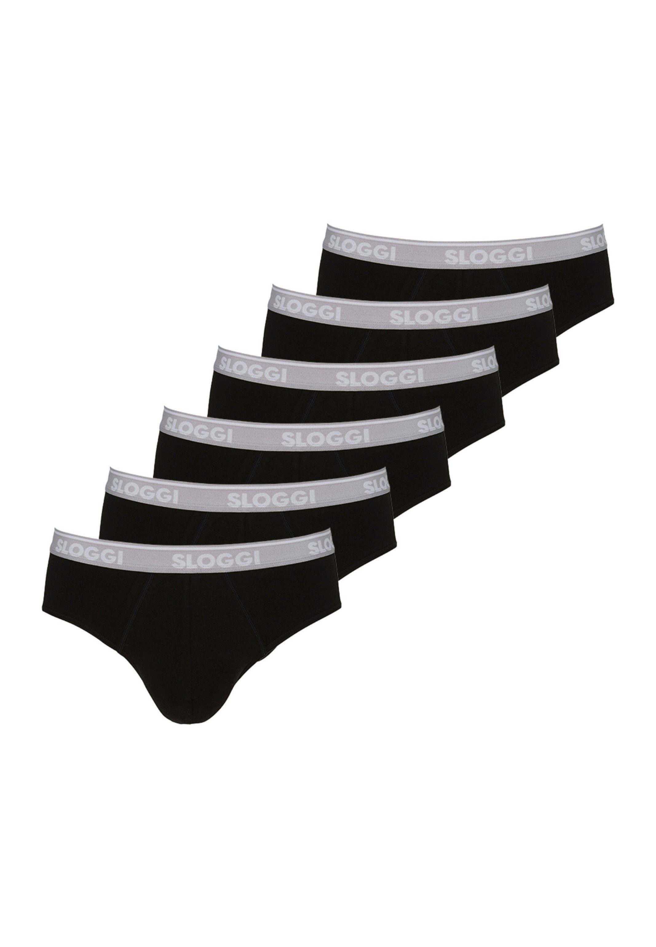 Sloggi Slip 6er Pack Go ABC (Spar-Set, 6-St) Midi Slip - Baumwolle - Ohne Eingriff - Perfekte Passform Schwarz