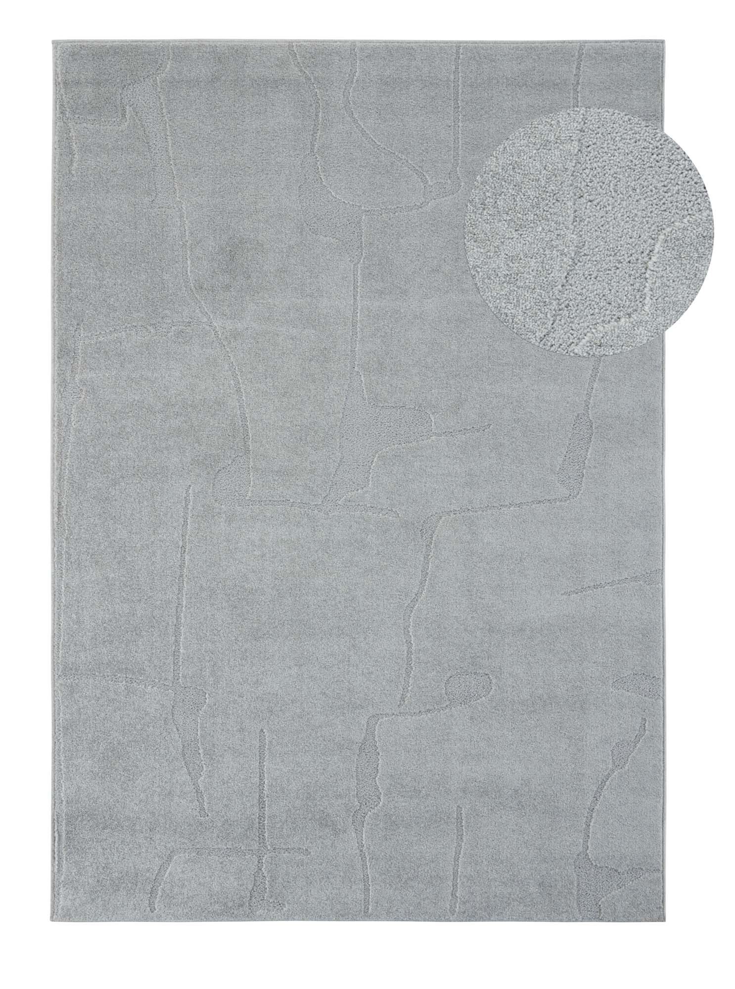 TaraCarpet Teppich Tara Carpet Avalon uni Hoch-Tief-Struktur, rechteckig, Höhe: 13 mm, Wohnzimmer, Schlafzimmer, Esszimmer, Jugendzimmer grau 080x150