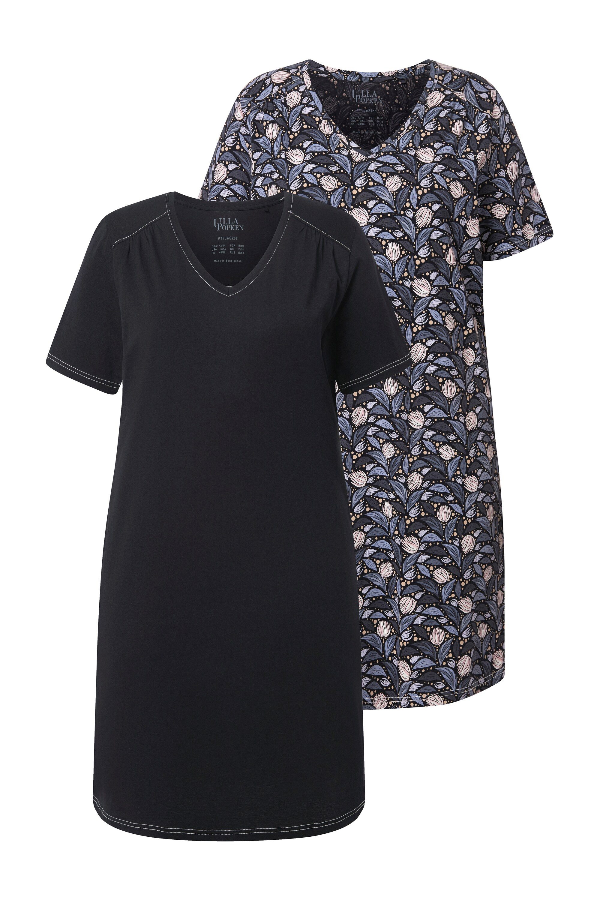 Ulla Popken Bigshirt Bigshirts 2er-Pack Blätter/uni günstig online kaufen