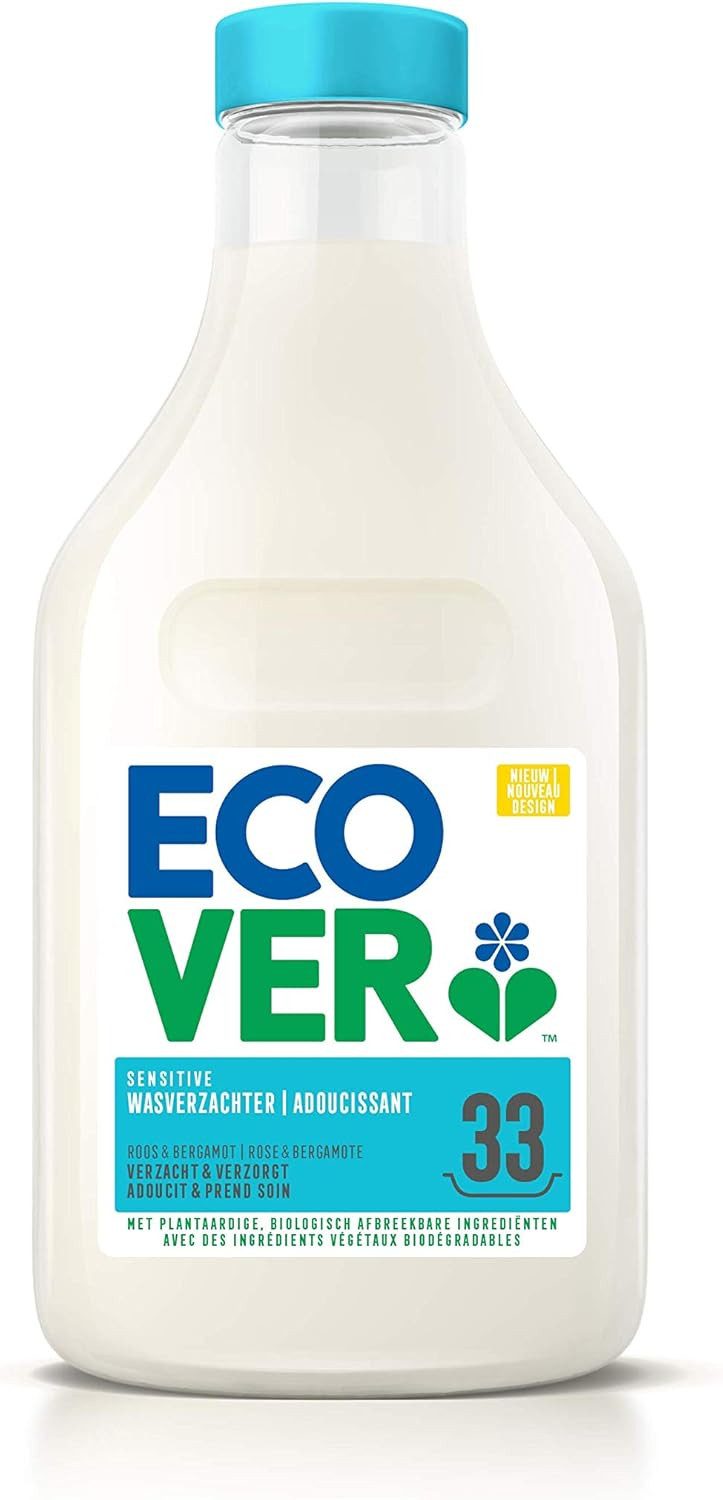 Ecover 4 x Ecover Flüssiger Weichspüler Rose & Bergamotte je 1 Liter pflanzli Weichspüler