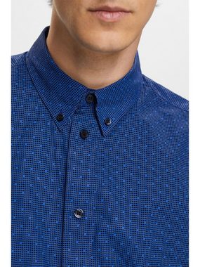 Esprit Langarmhemd Gemustertes Button-Down-Hemd, 100 % Baumwolle