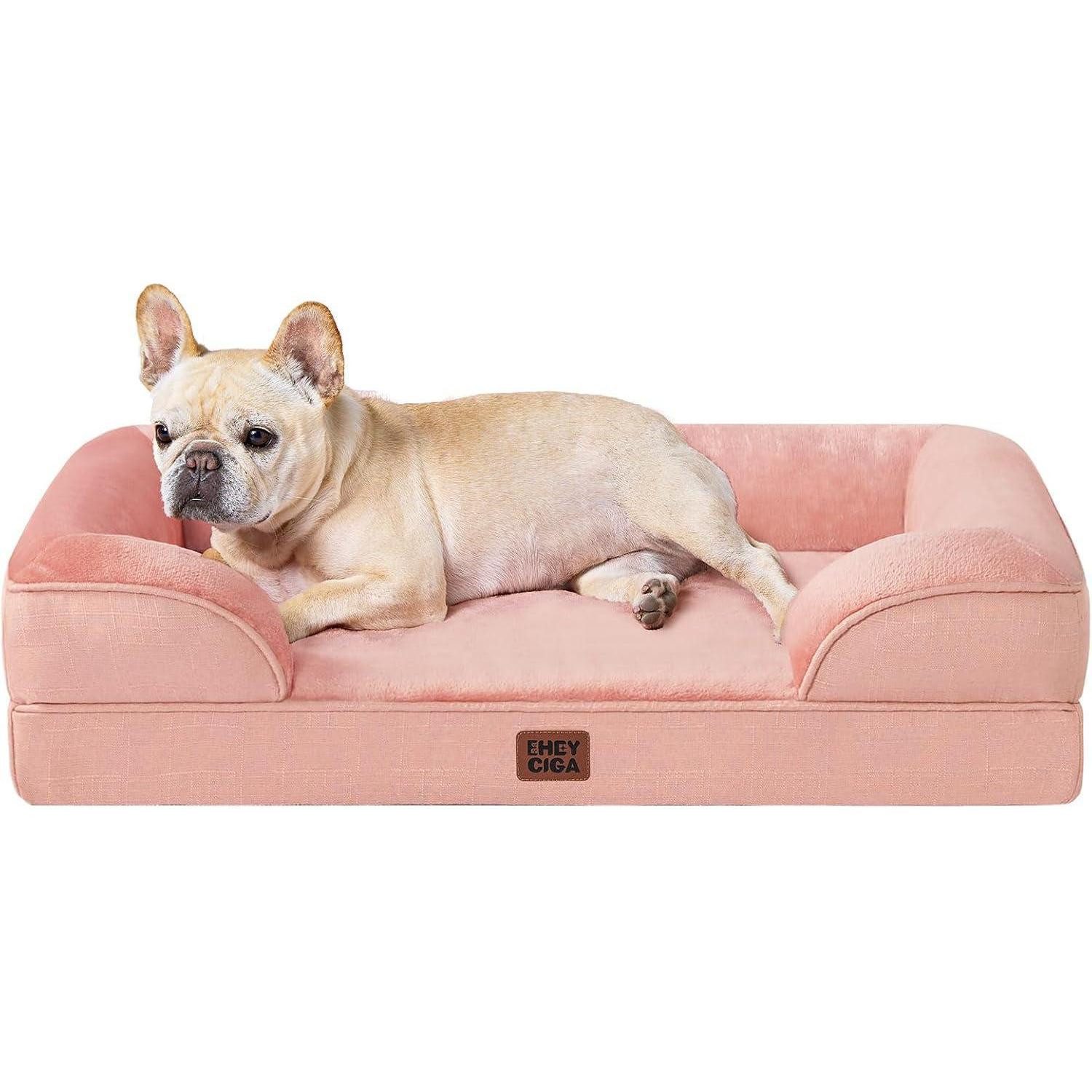 LuxusKollektion Hundebett Hundebett orthopädisches Memory Foam L 76 x B 51 x H 17 cm Rosa
