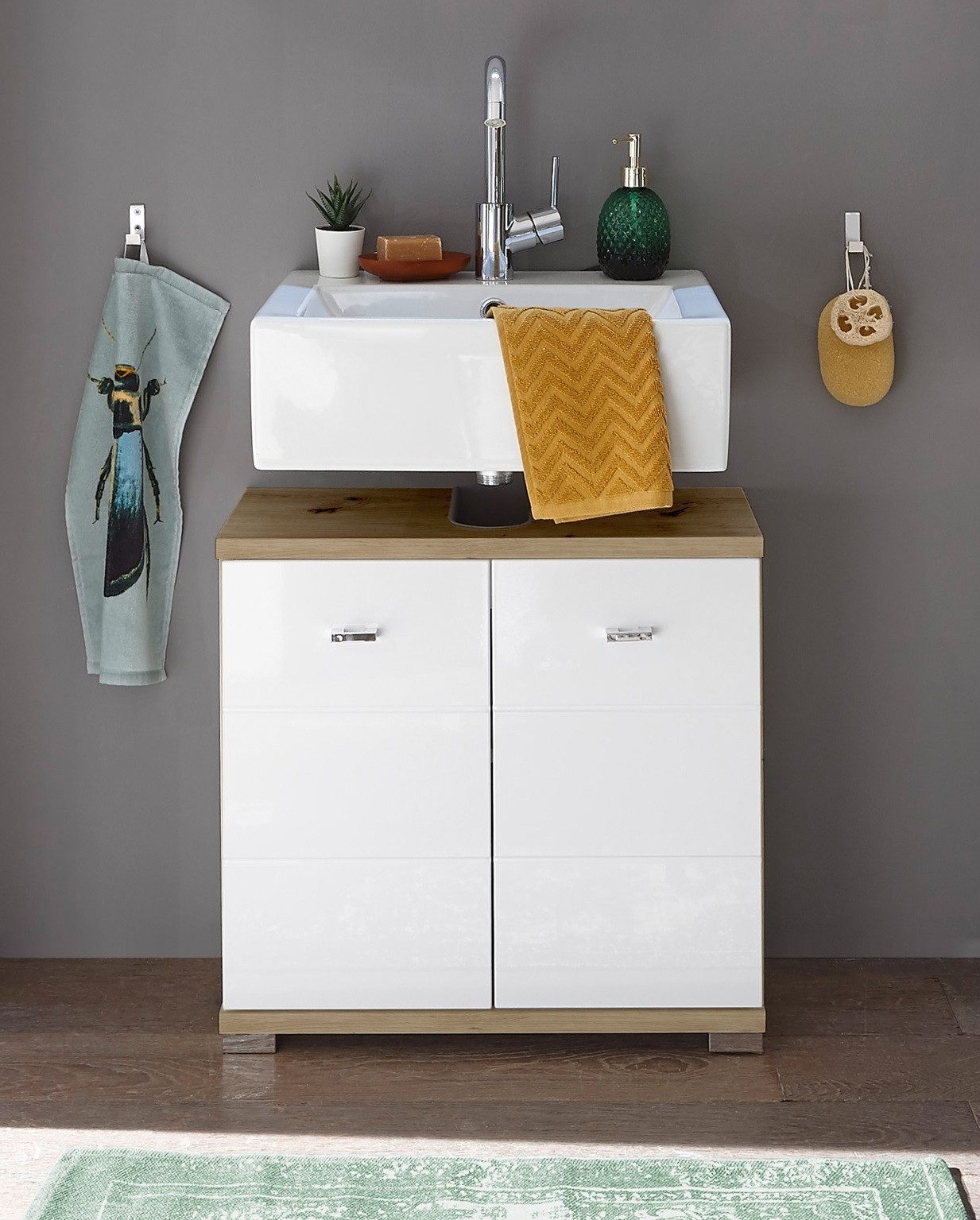 PREISBRECHER Waschbeckenunterschrank Peter 60 x 57 x 31 cm (B/H/T)