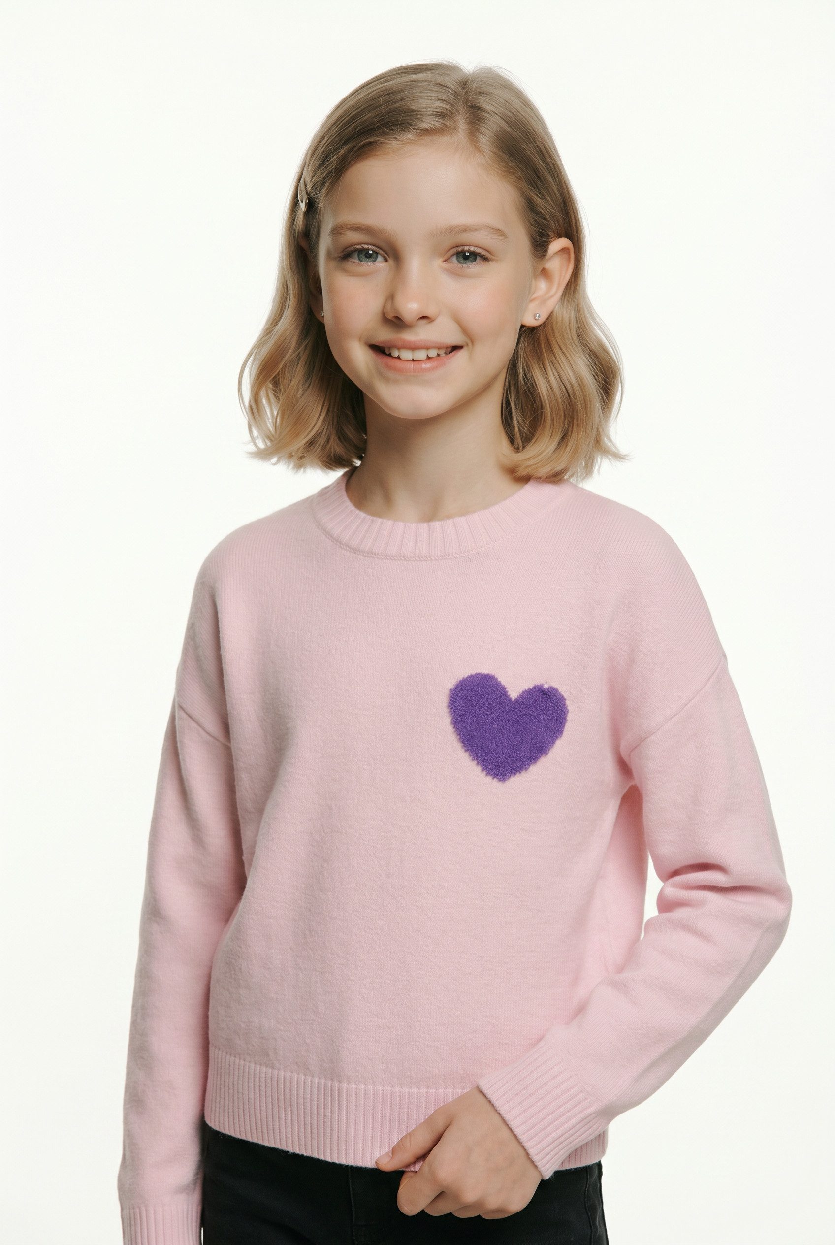 KIDS ONLY Strickpullover KOGLEVA LS HEART O-NECK CS KNT mit kleinem Herzen-Motiv auf der Brust