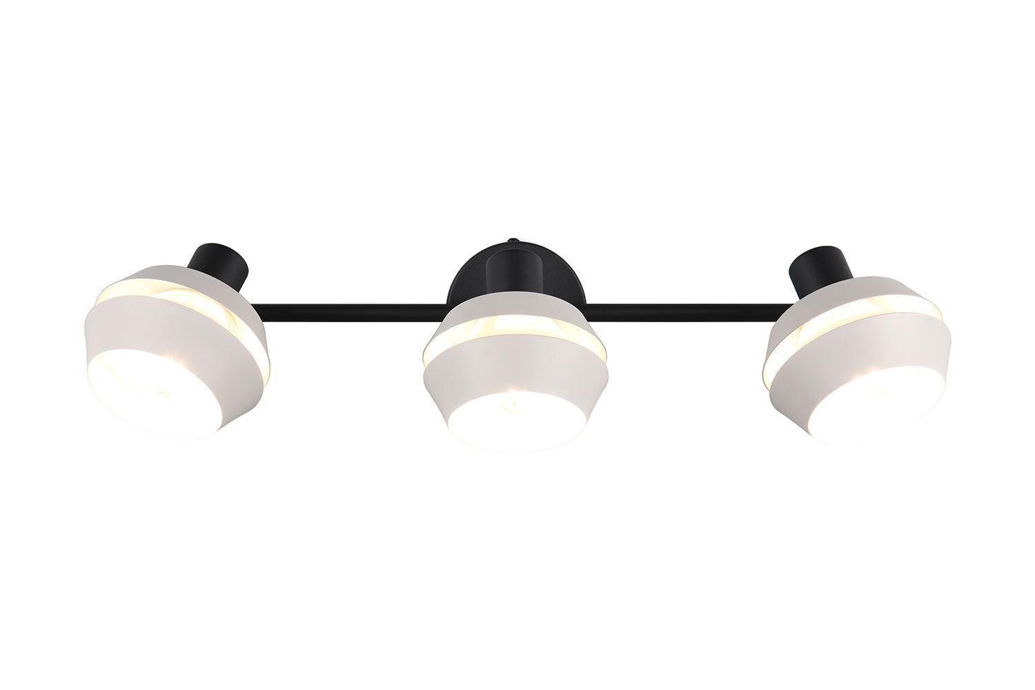 Reality Leuchten Deckenstrahler ISLA, 3-flammig, Grau, Schwarz, Glas, Metall, ohne Leuchtmittel, Verstellbar, B 54 x H 21 x T 21 cm