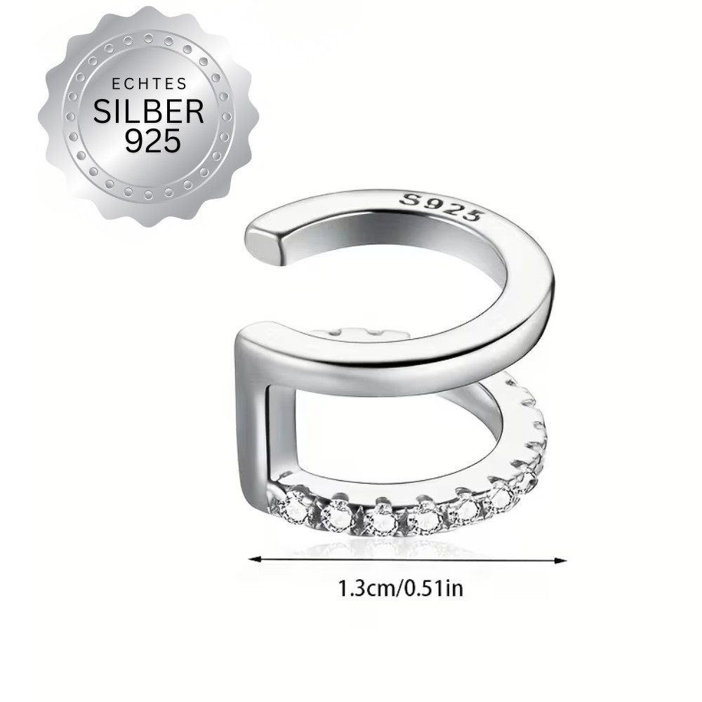 XCOAST Ohrring-Set Secret Spark Ear Cuff 925 Silber – Minimalistisch mit Zirkonia (1-tlg., einzeln), kein Piercing erforderlich, verstellbarer Ear Cuff, hypoallergen