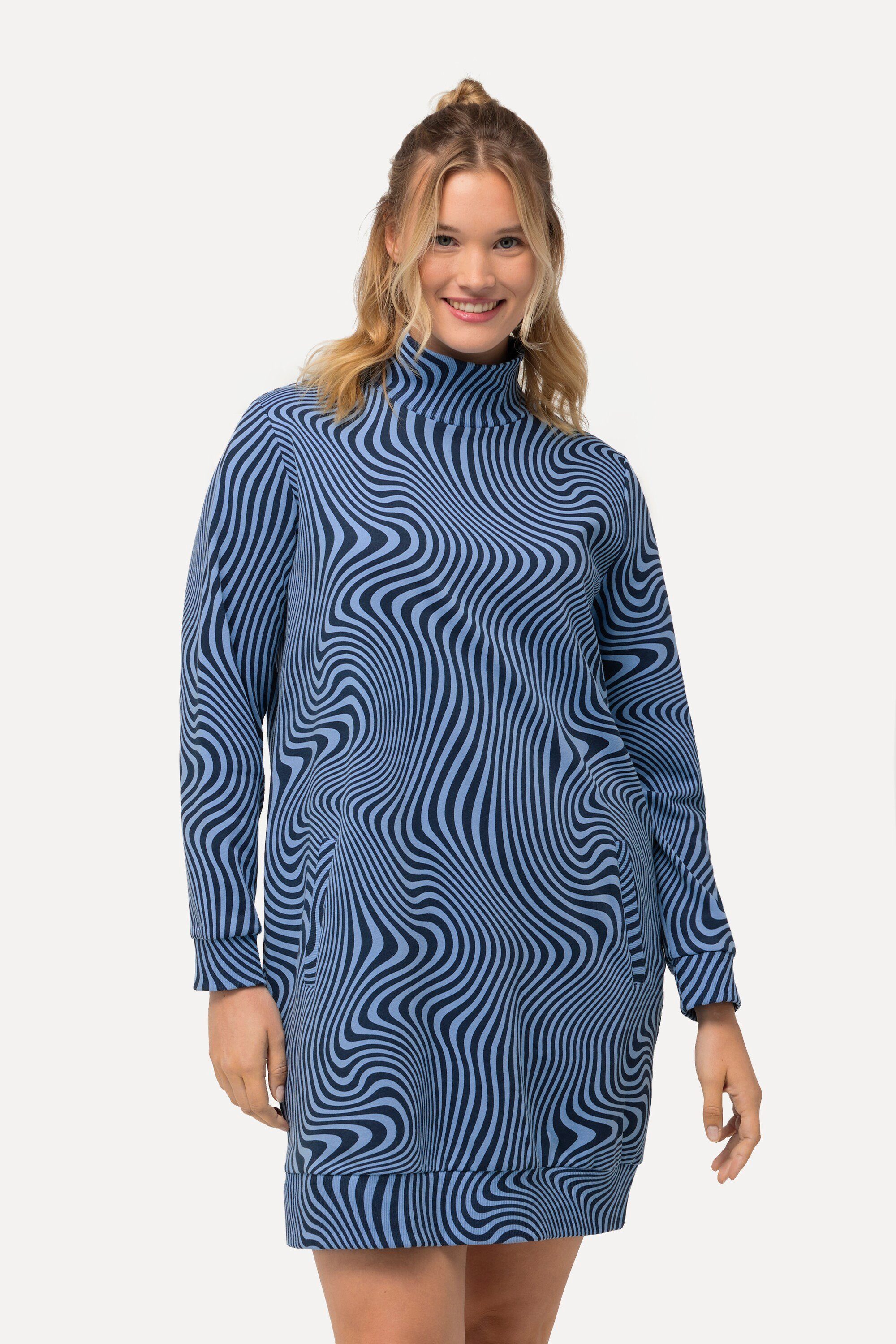 Nachthemd Loungewear-Kleid Sterne Stehkragen Langarm