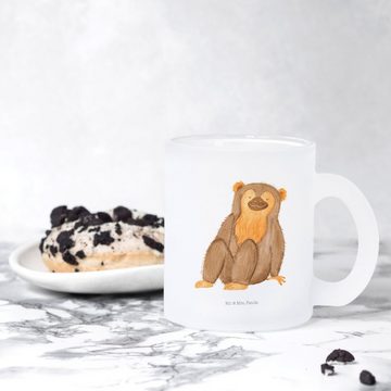 Mr. & Mrs. Panda Teeglas Affe - Transparent - Geschenk, Teebecher, Tasse mit Henkel, Teetasse, Premium Glas, Liebevolles Design