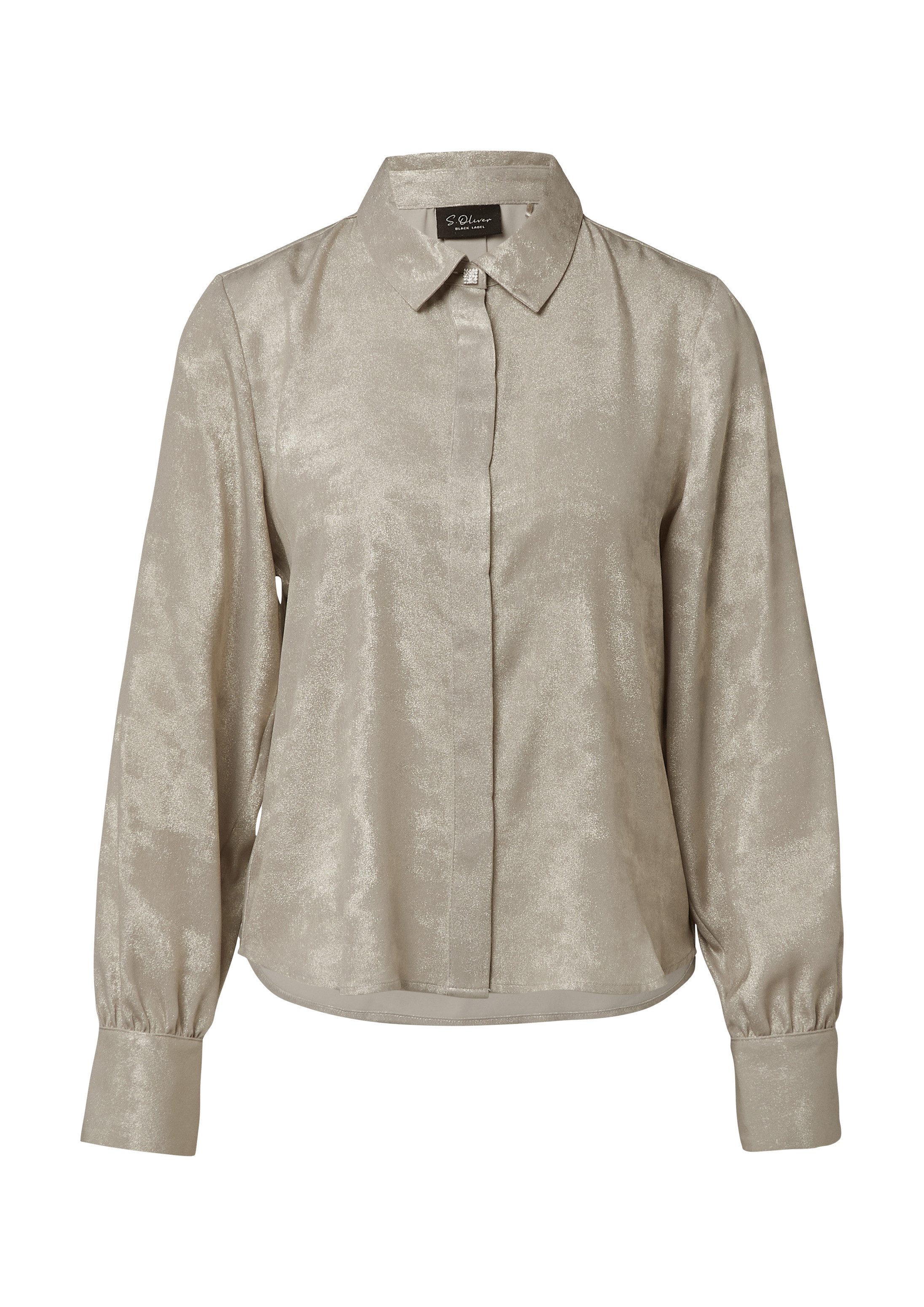 s.Oliver Langarmbluse Bluse Schimmernde Bluse mit verdeckter Knopfleiste